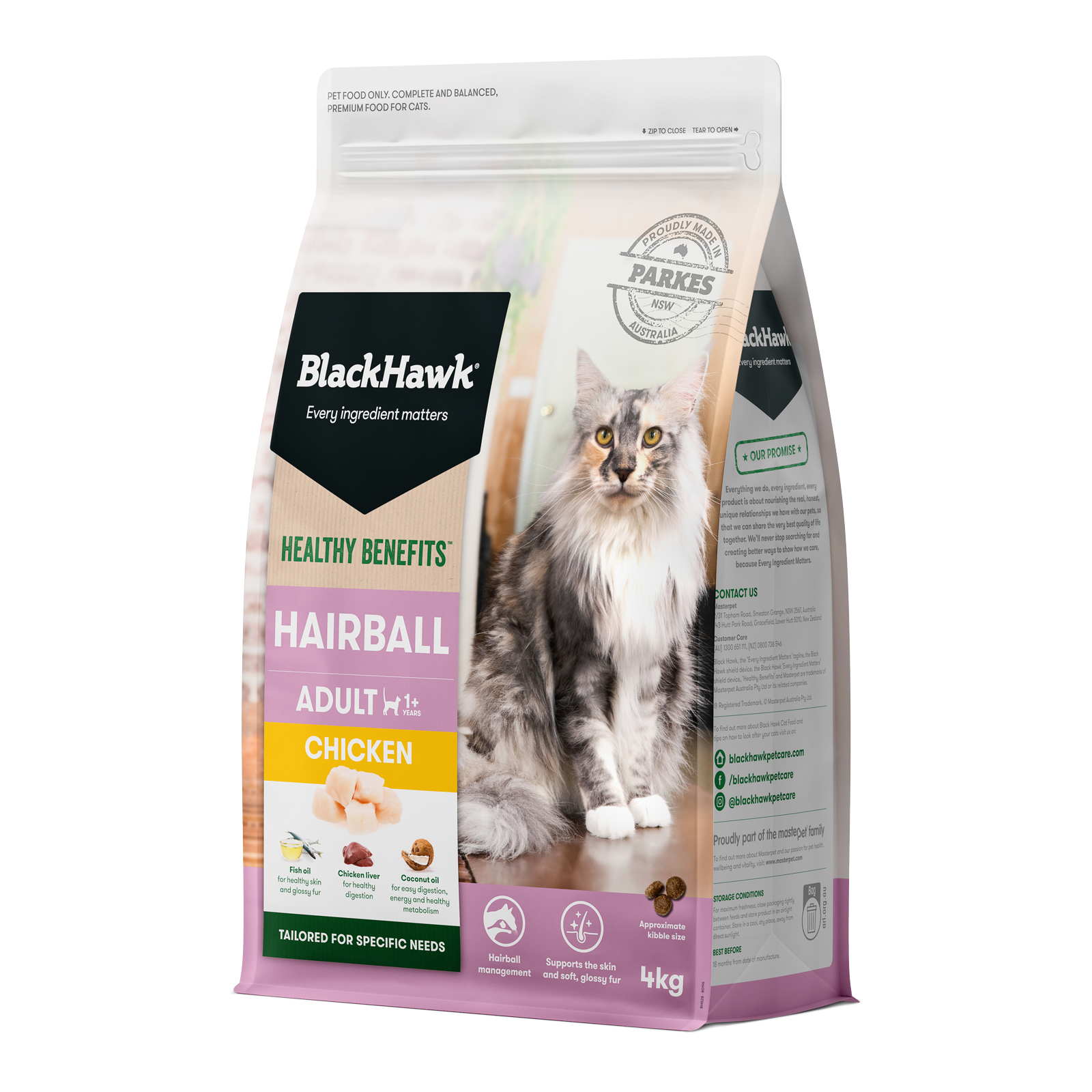Black Hawk Healthy Benefits Cat Food Adult Hairball Chicken