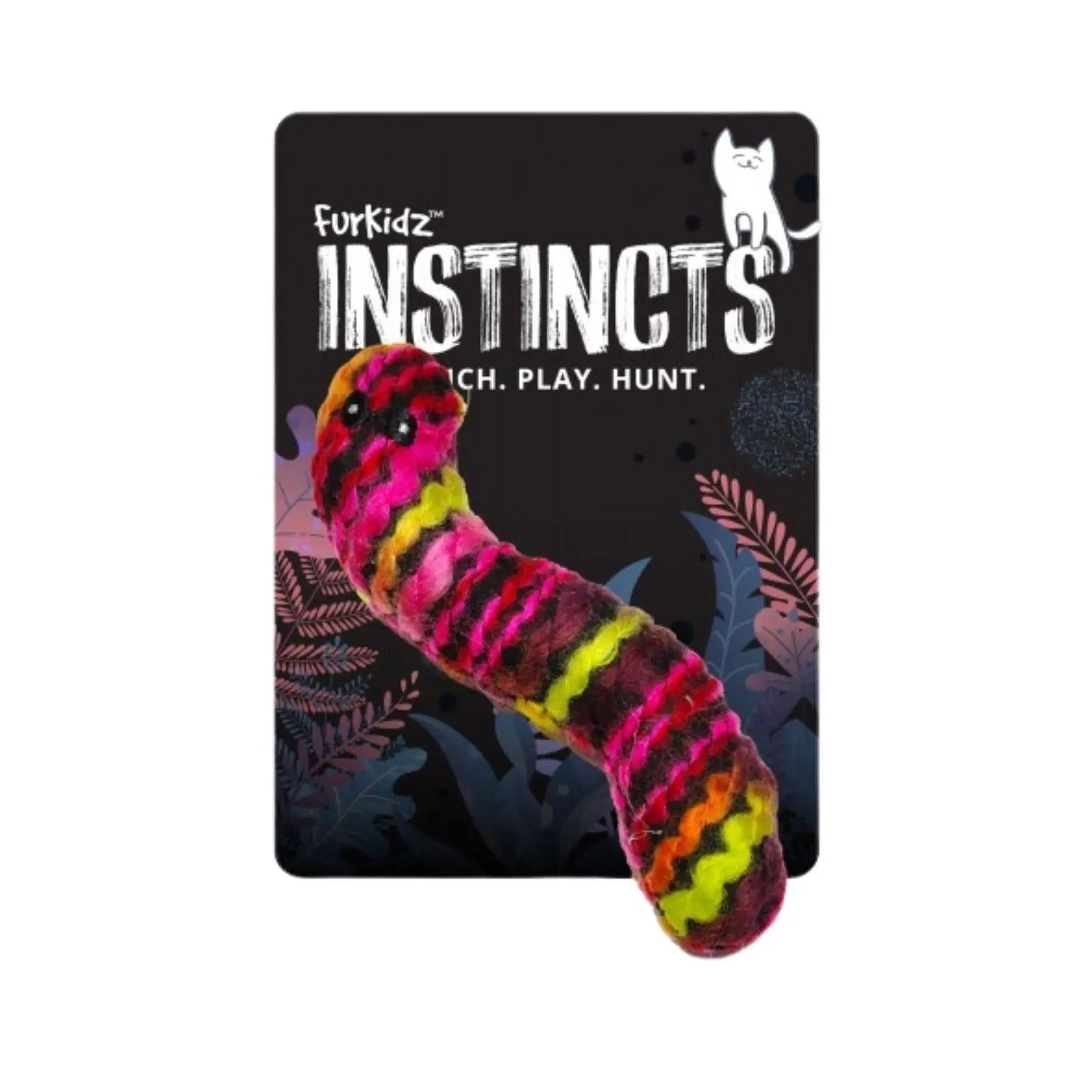 FurKidz Woolly Worm Cat Toy Pink FurKidz