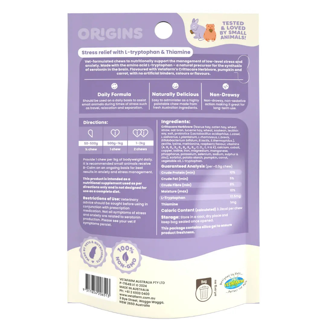 Vetafarm Origins B-Calm Chews - 60pk Vetafarm