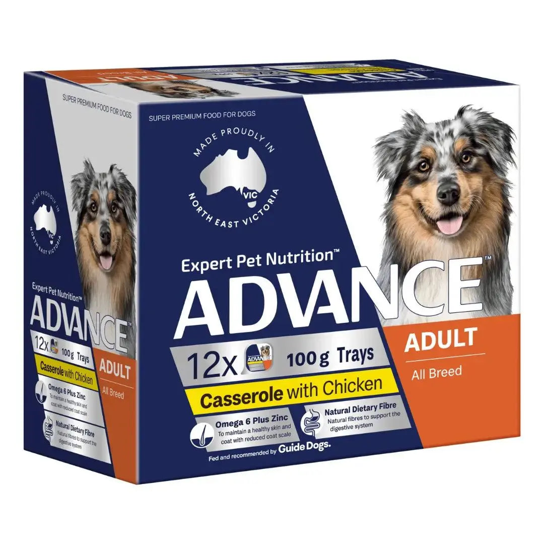 Advance Dog Food Tray Adult All Breed Casserole with Chicken 12x100g Advance