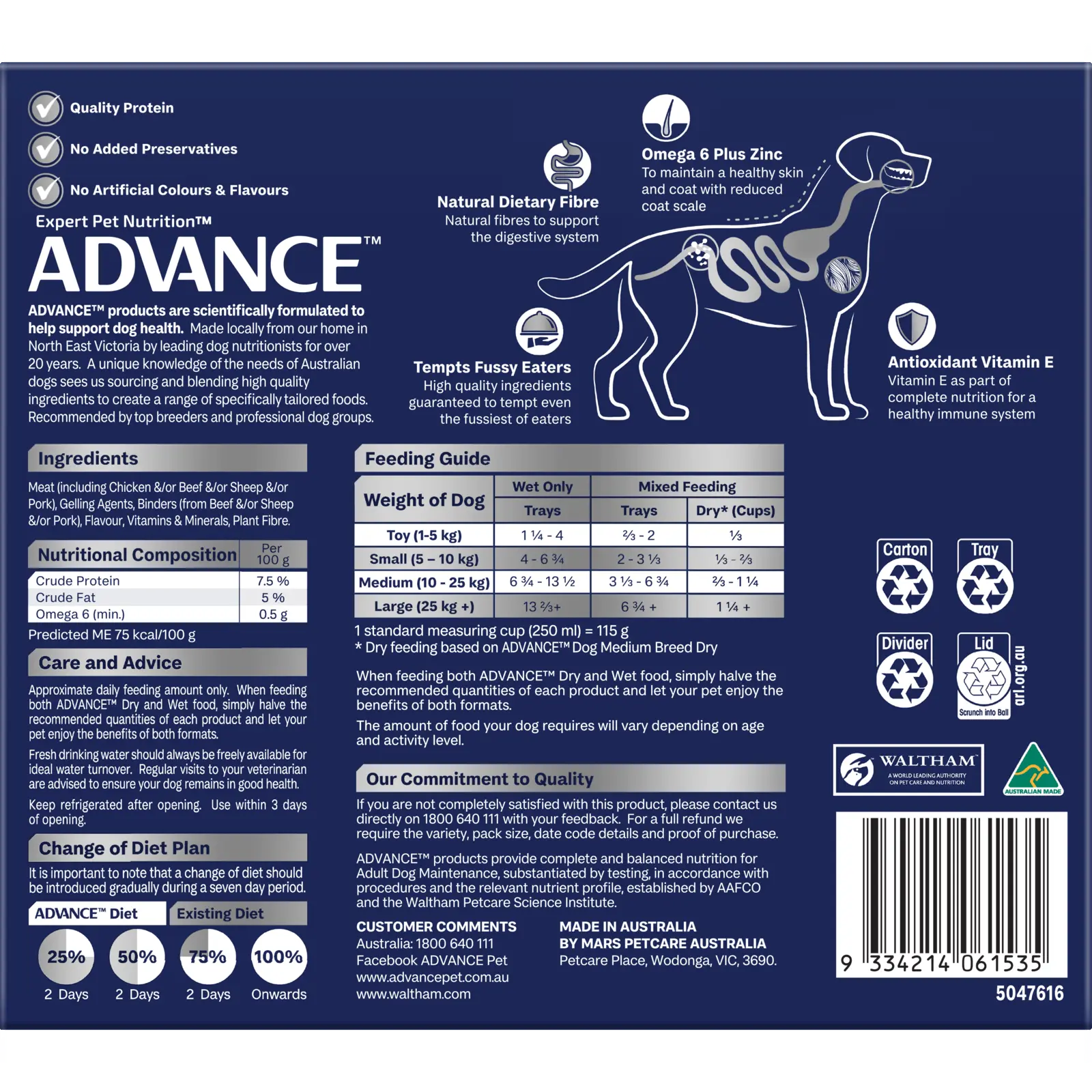 Advance Dog Food Tray Adult All Breed Casserole with Chicken 12x100g - Kellyville Pets