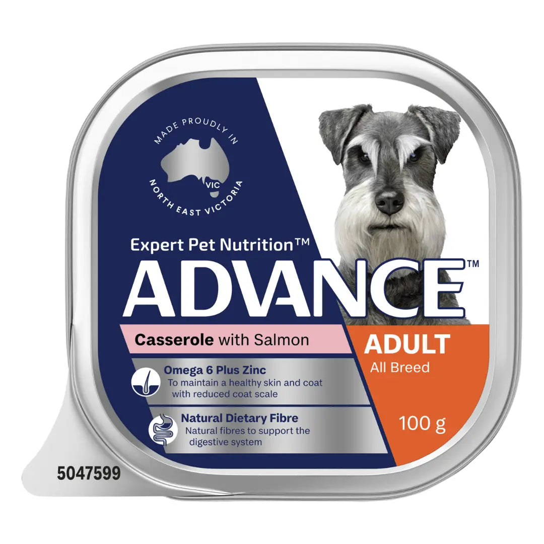 Advance Dog Food Tray Adult All Breed Casserole with Salmon 12x100g - Kellyville Pets