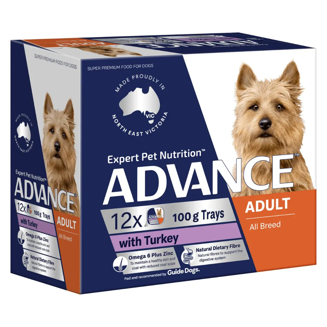 Advance Dog Food Tray Adult All Breed with Turkey 12x100g - Kellyville Pets