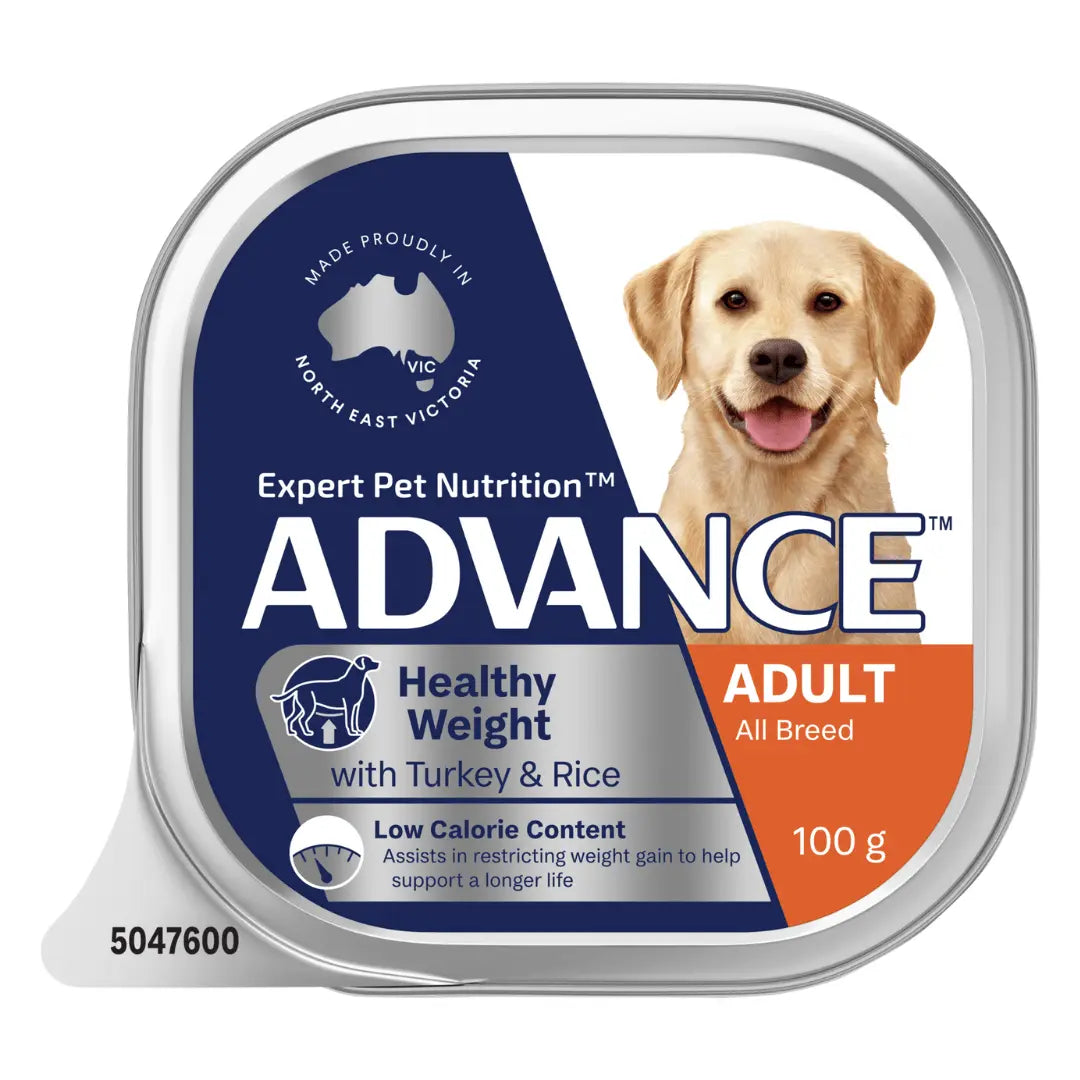 Advance Dog Food Tray Adult Healthy Weight All Breed Turkey with Rice 12x100g - Kellyville Pets