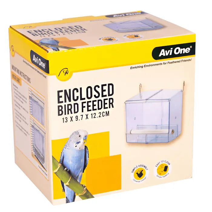 Avi One Enclosed Feeder with Perch - Kellyville Pets