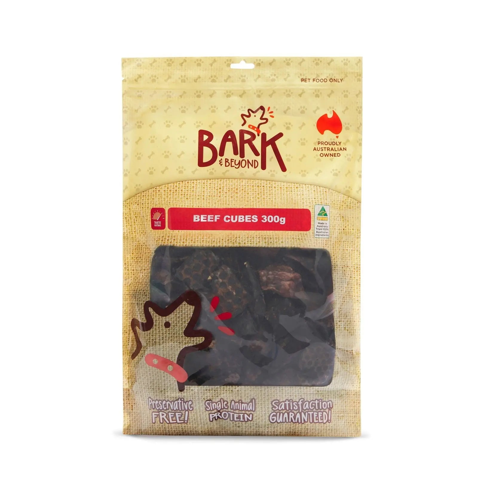 Bark & Beyond Beef Cubes 300g - Kellyville Pets