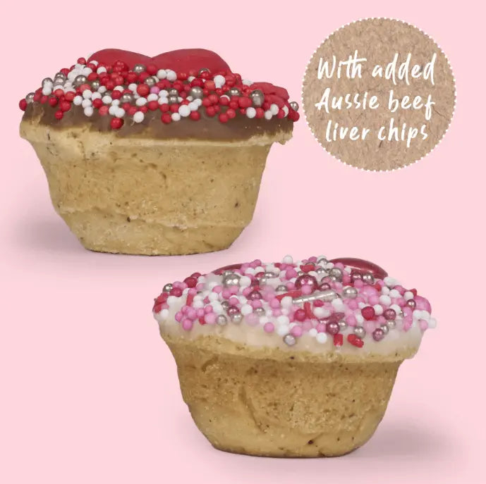 Barney's Barkery Dog Cupcake Duo - Hearts - Kellyville Pets