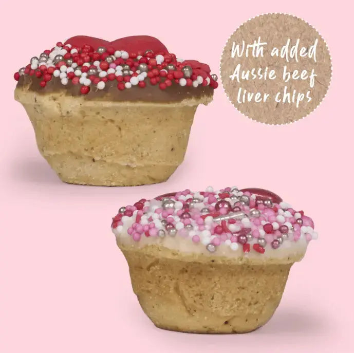 Barney's Barkery Dog Cupcake Duo - Hearts - Kellyville Pets