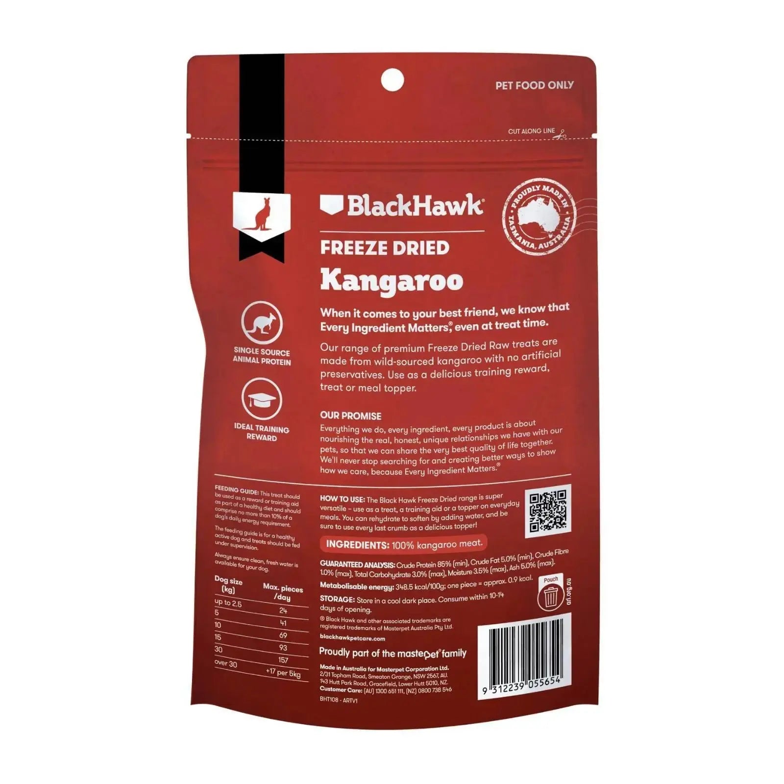 Black Hawk Freeze Dried Dog Treats Kangaroo 40g Black Hawk