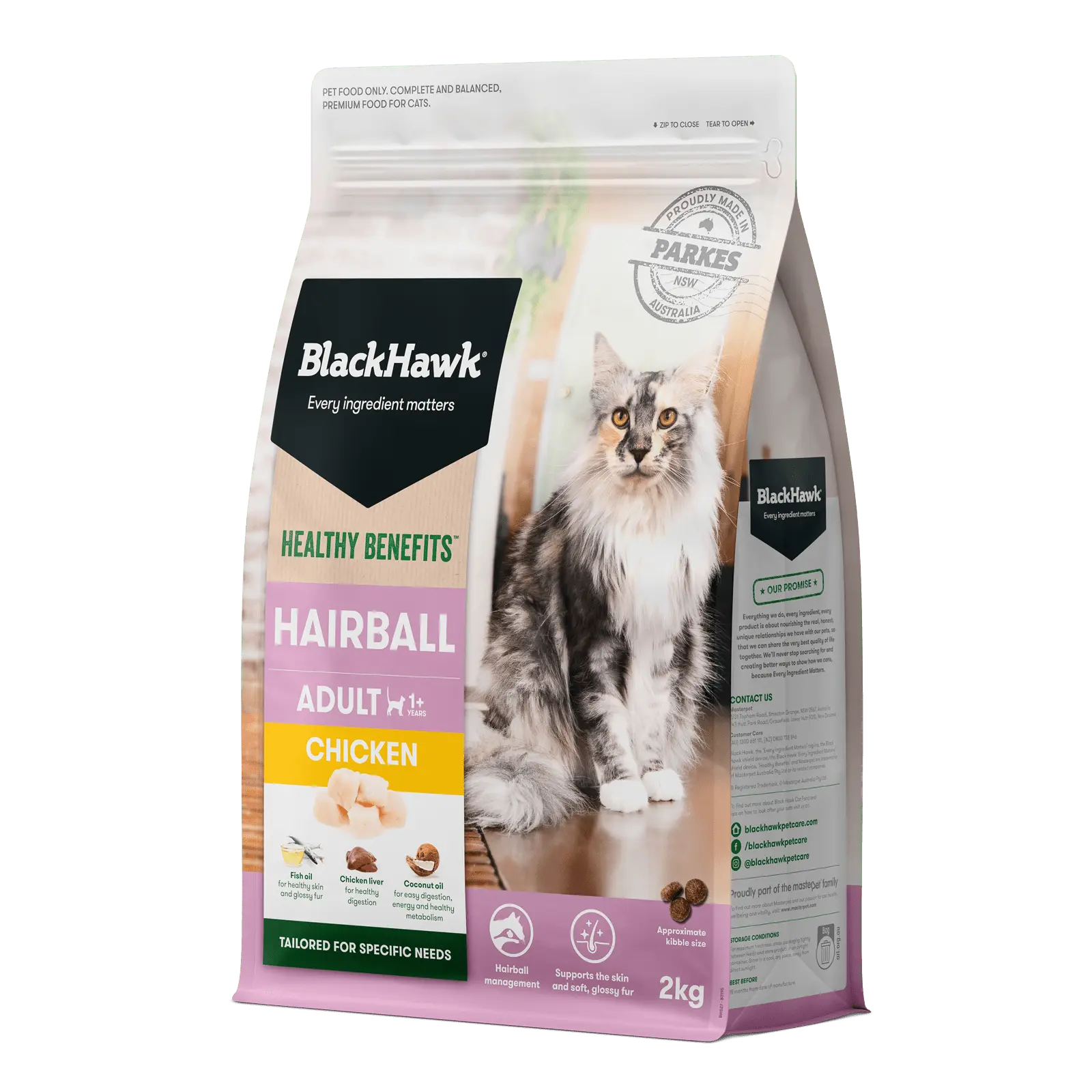 Black Hawk Healthy Benefits Cat Food Adult Hairball Chicken - Kellyville Pets