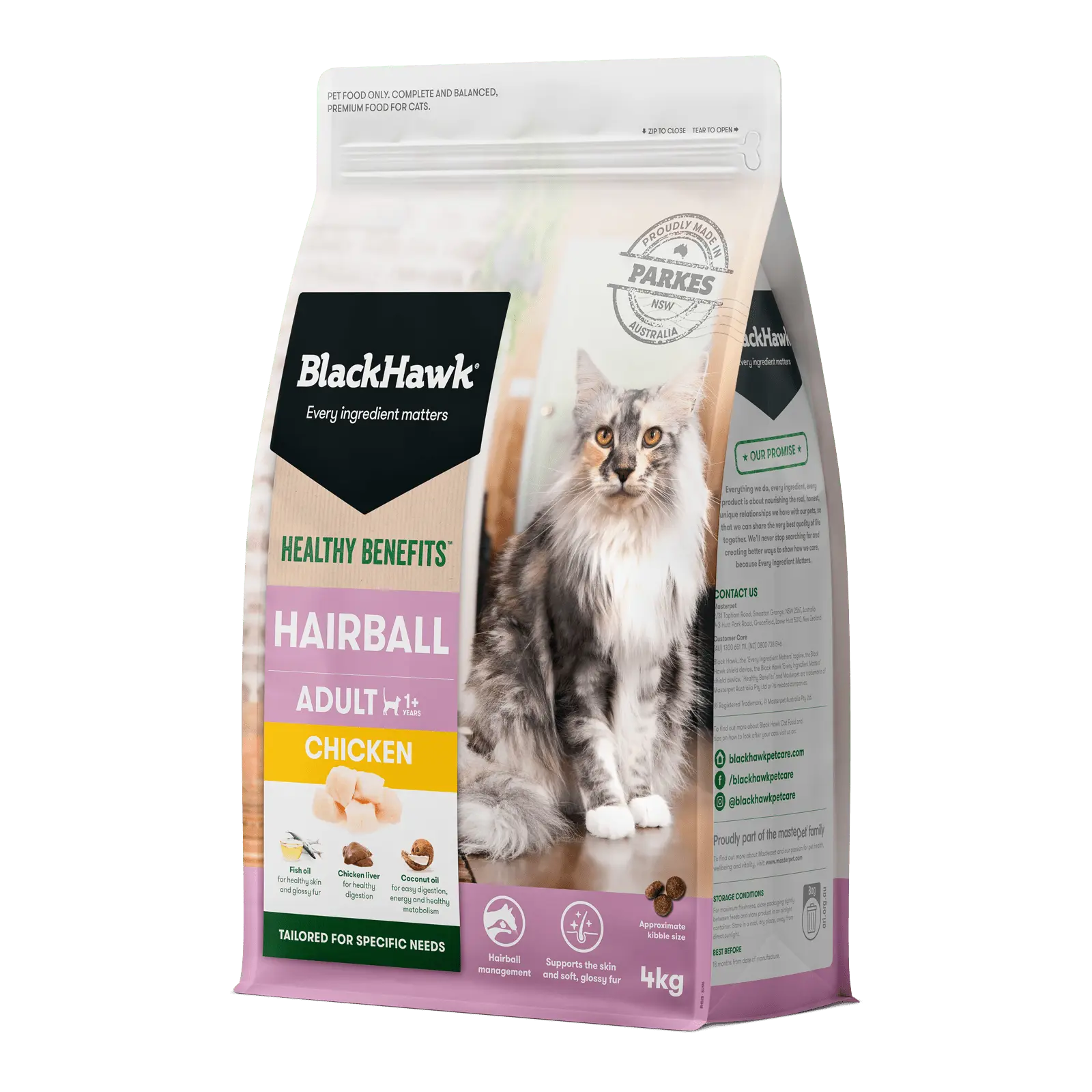Black Hawk Healthy Benefits Cat Food Adult Hairball Chicken - Kellyville Pets