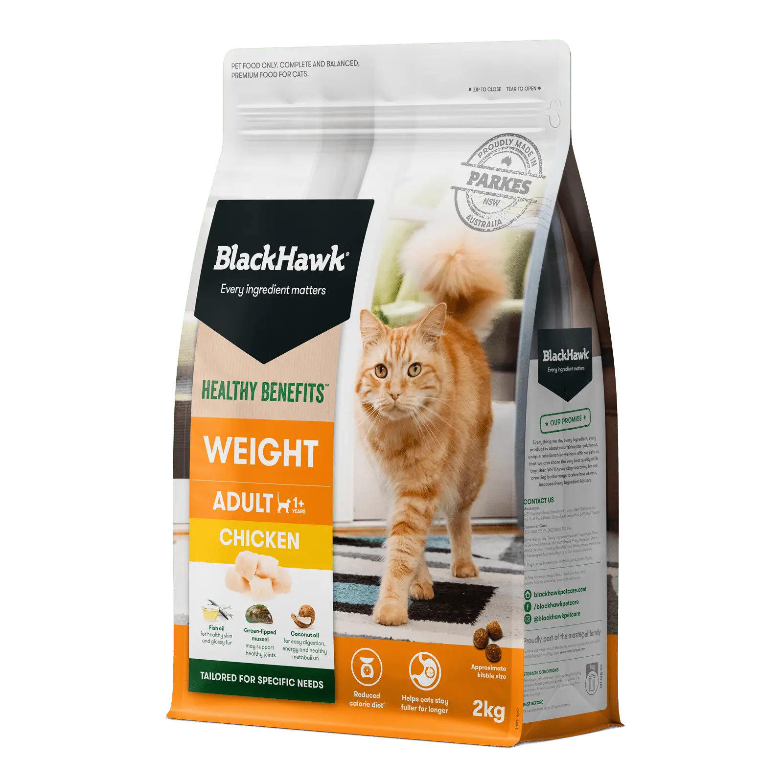 Black Hawk Healthy Benefits Cat Food Adult Weight Management Chicken - Kellyville Pets