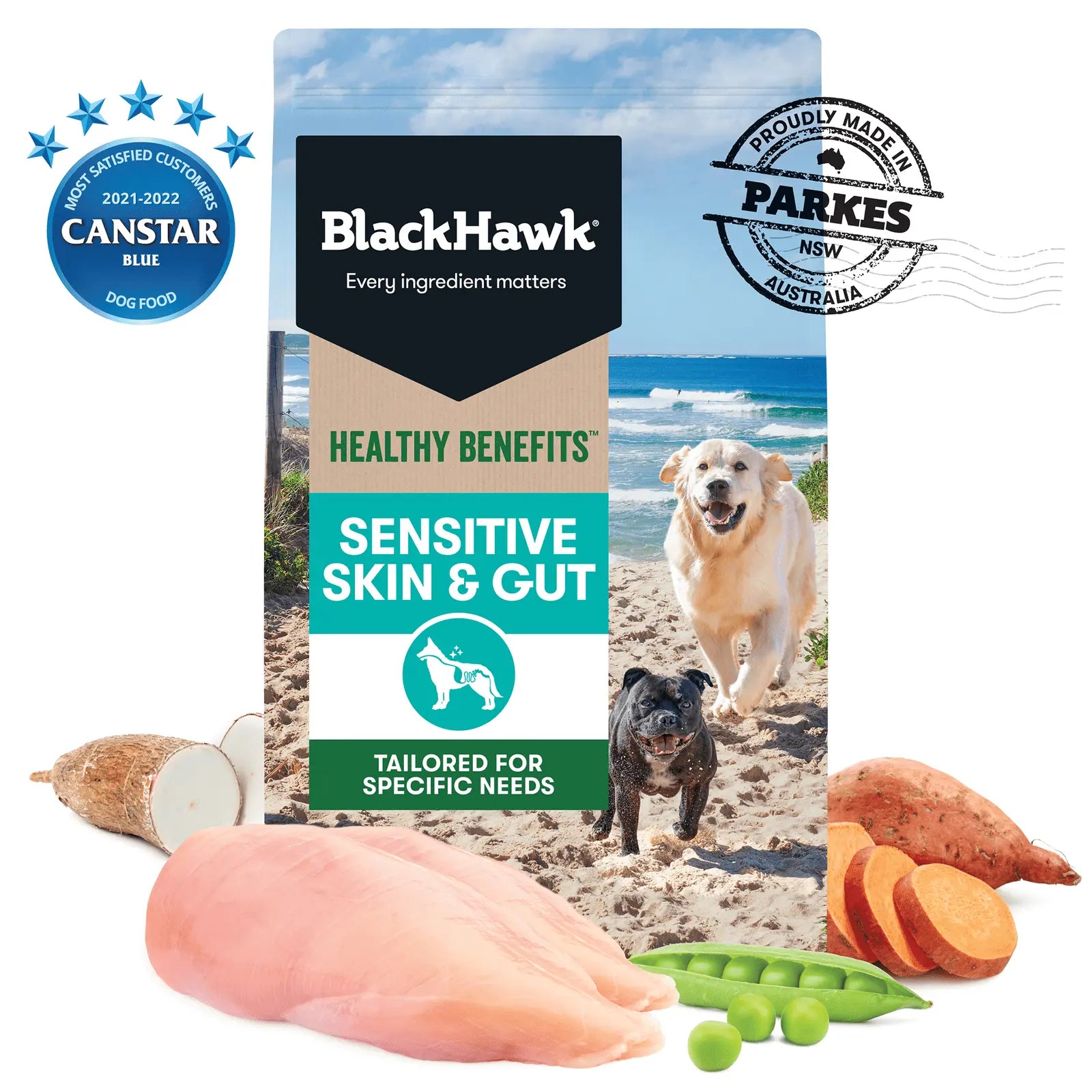 Black Hawk Healthy Benefits Dog Food Adult Sensitive Skin & Gut - Kellyville Pets