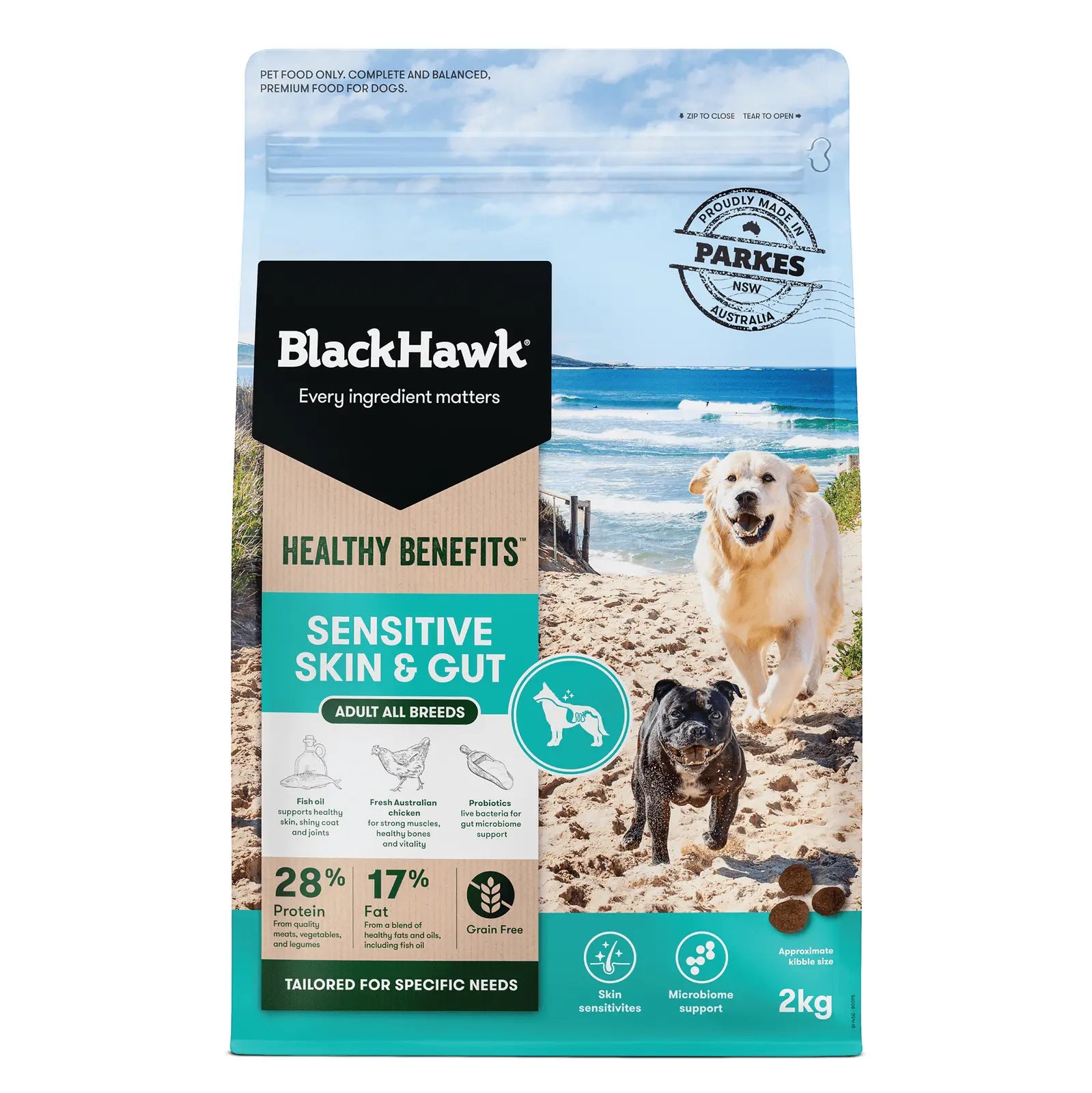 Black Hawk Healthy Benefits Dog Food Adult Sensitive Skin & Gut - Kellyville Pets