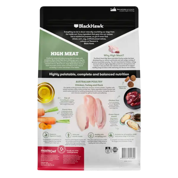 Black Hawk High Meat Australian Poultry Blend Dog Food Black Hawk
