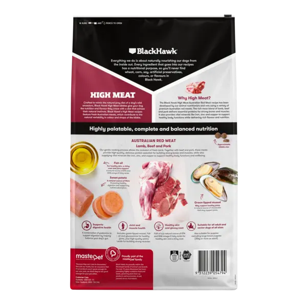 Black Hawk High Meat Australian Red Meat Blend Dog Food Black Hawk