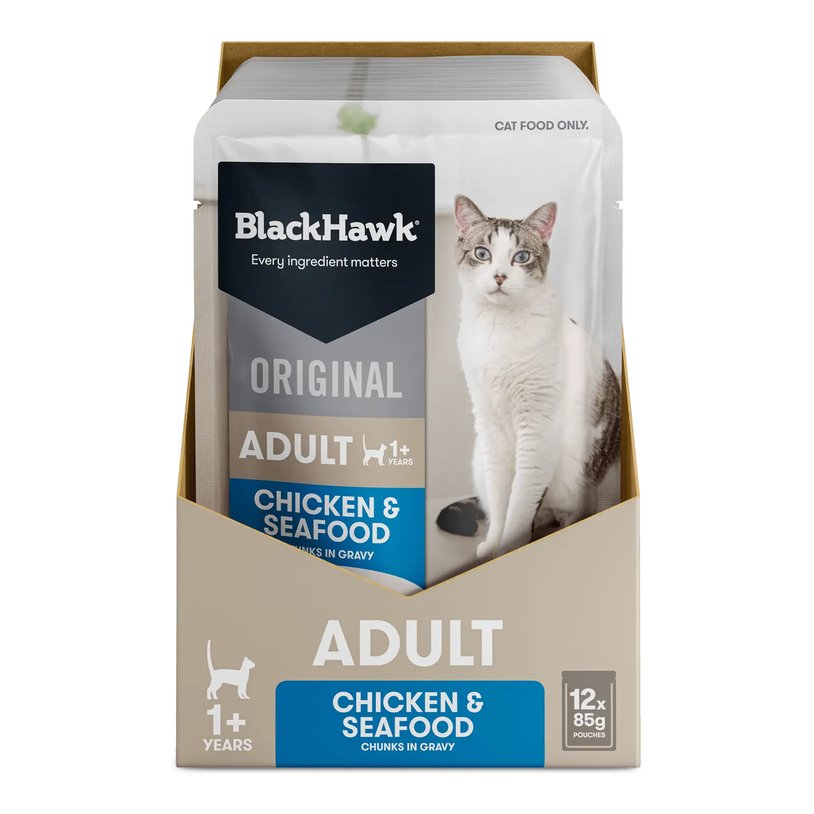 Black Hawk Original Cat Food Pouch Adult Chicken & Seafood in Gravy - Kellyville Pets