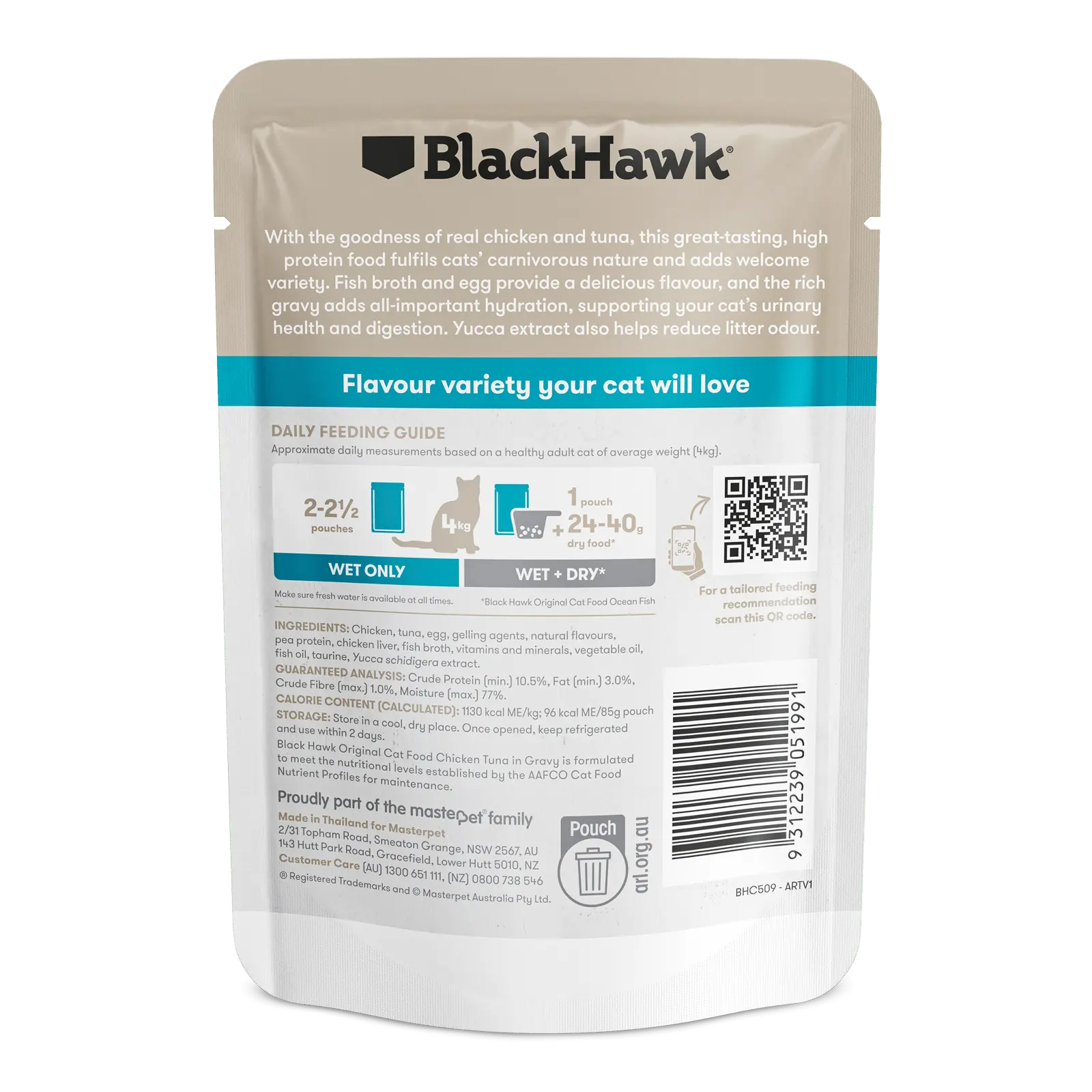 Black Hawk Original Cat Food Pouch Adult Chicken & Tuna in Gravy - Kellyville Pets