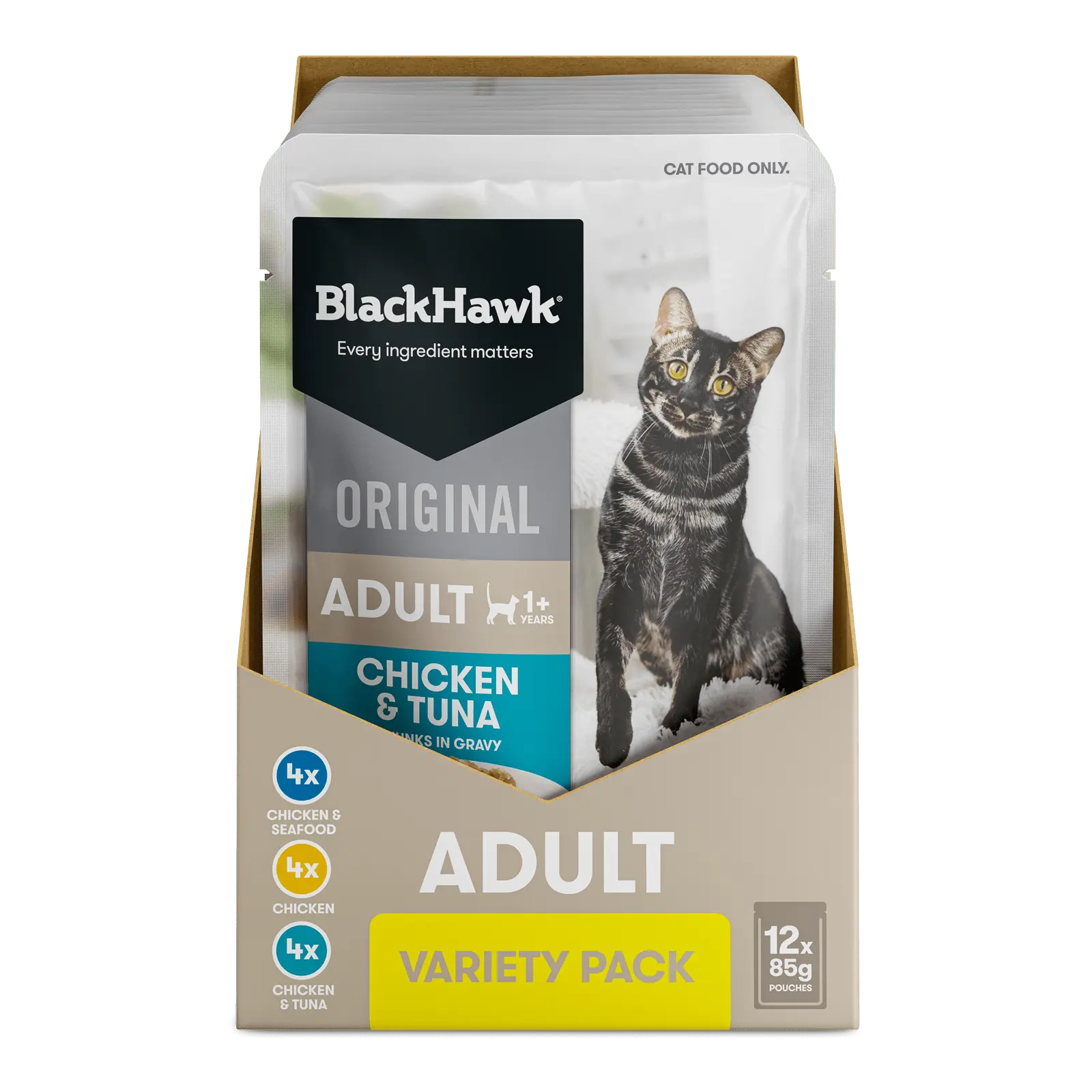 Black Hawk Original Cat Food Pouch Adult Variety Pack in Gravy - Kellyville Pets