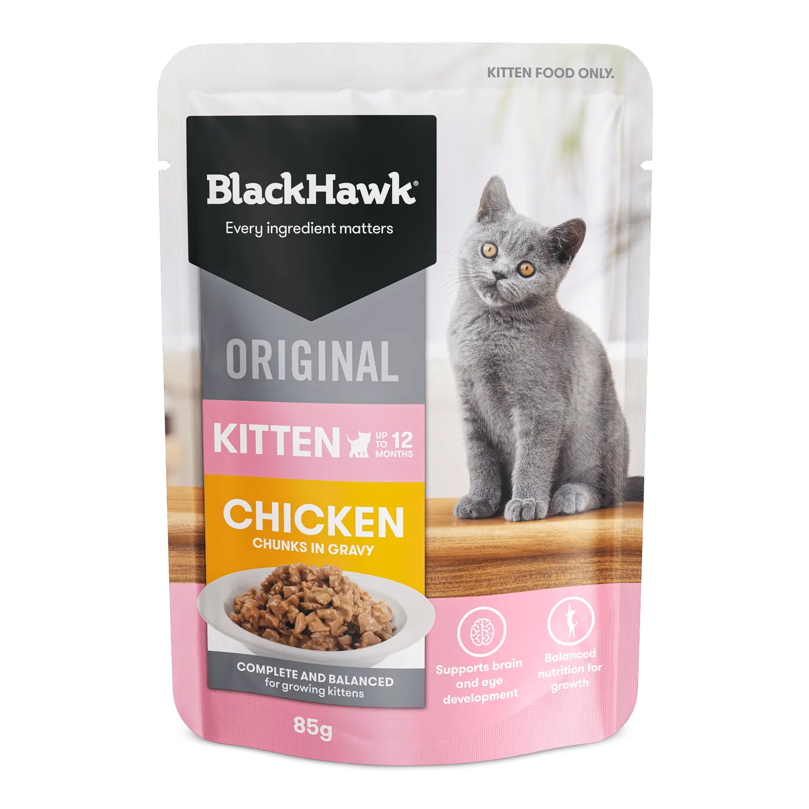 Black Hawk Original Cat Food Pouch Kitten Chicken in Gravy - Kellyville Pets