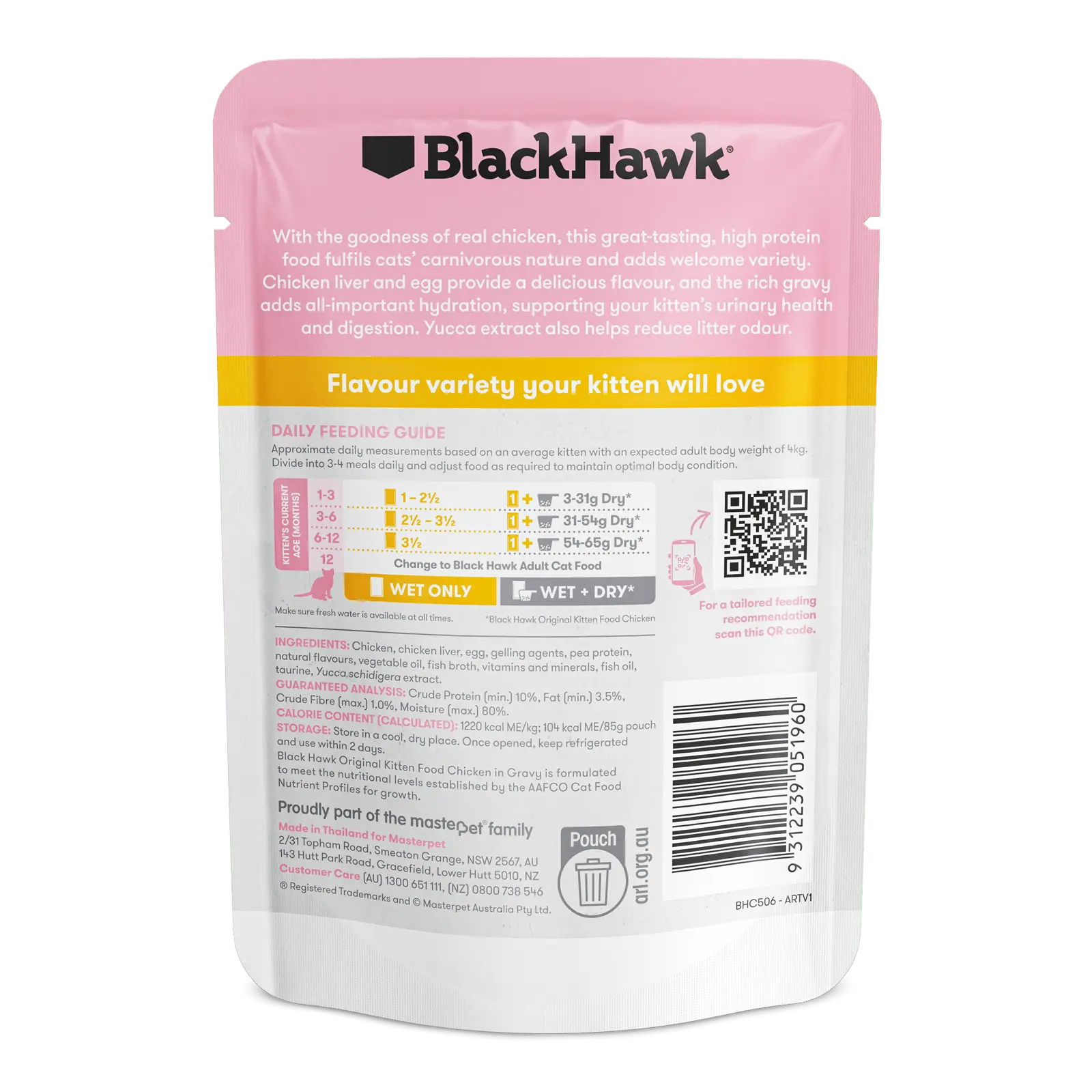 Black Hawk Original Cat Food Pouch Kitten Chicken in Gravy - Kellyville Pets