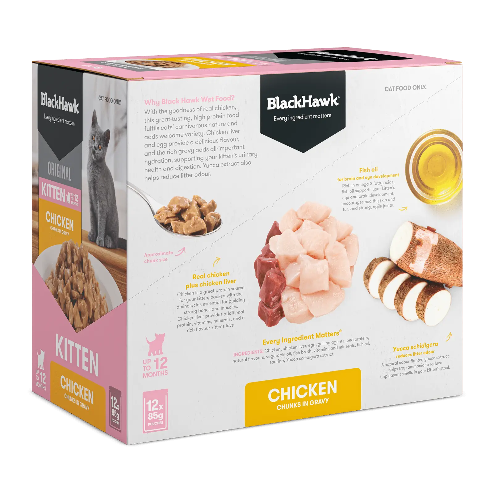 Black Hawk Original Cat Food Pouch Kitten Chicken in Gravy - Kellyville Pets