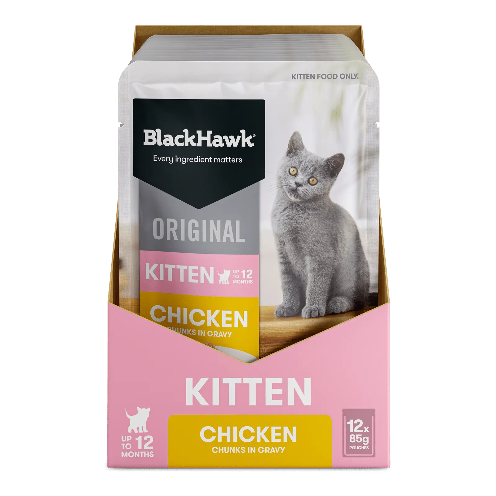Black Hawk Original Cat Food Pouch Kitten Chicken in Gravy - Kellyville Pets