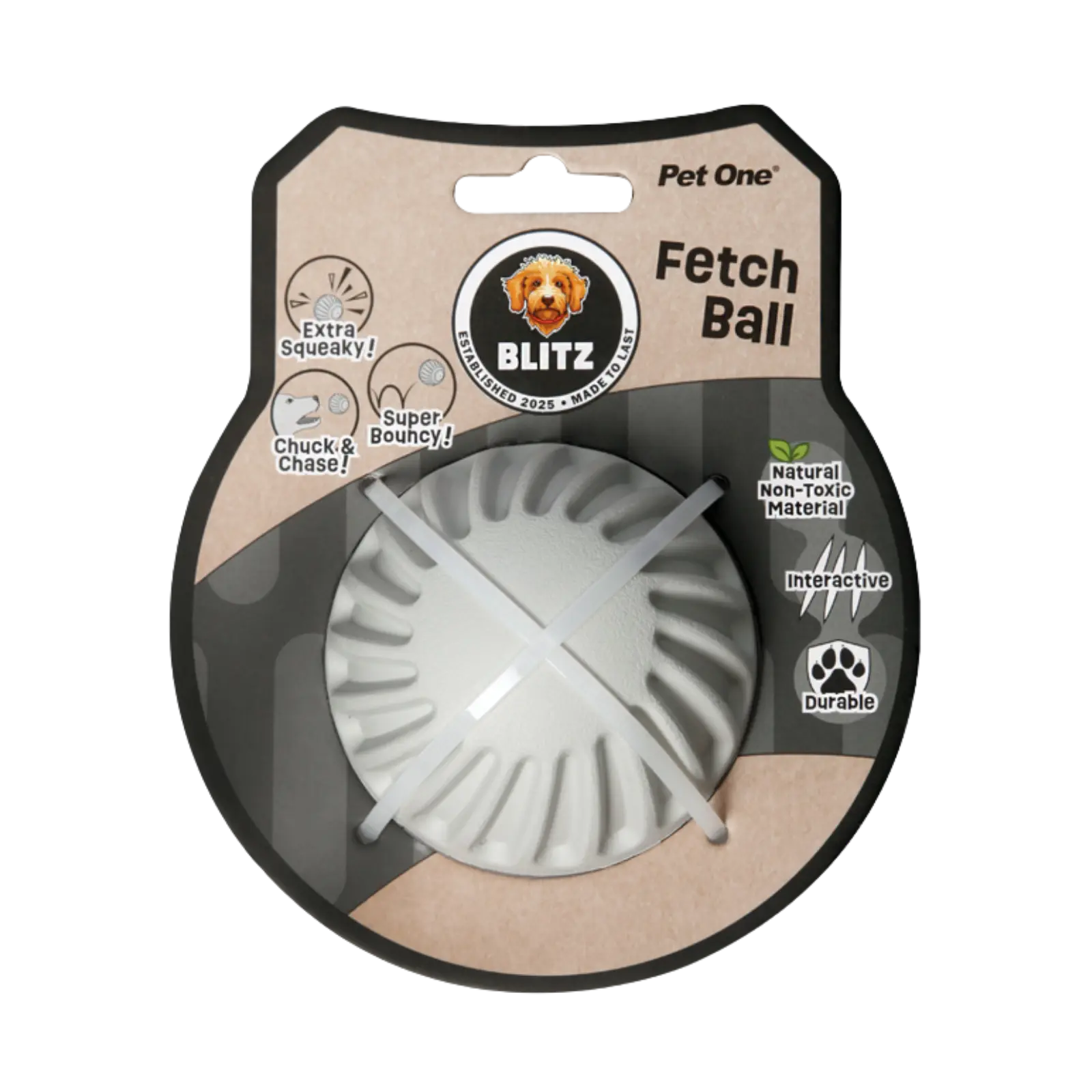 Blitz Rubber Fetch Ball - Grey Blitz