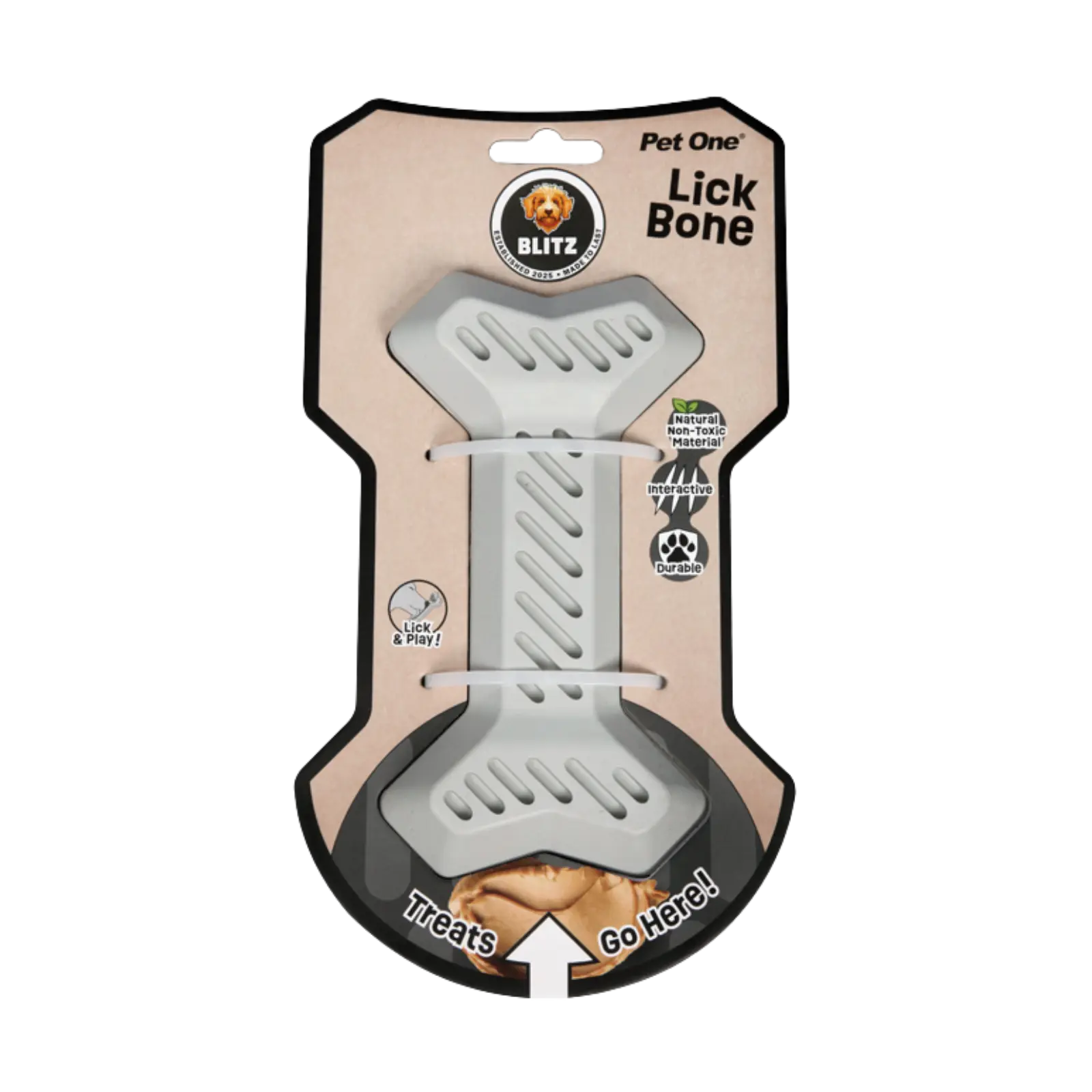 Blitz Rubber Lick Bone - Grey Blitz