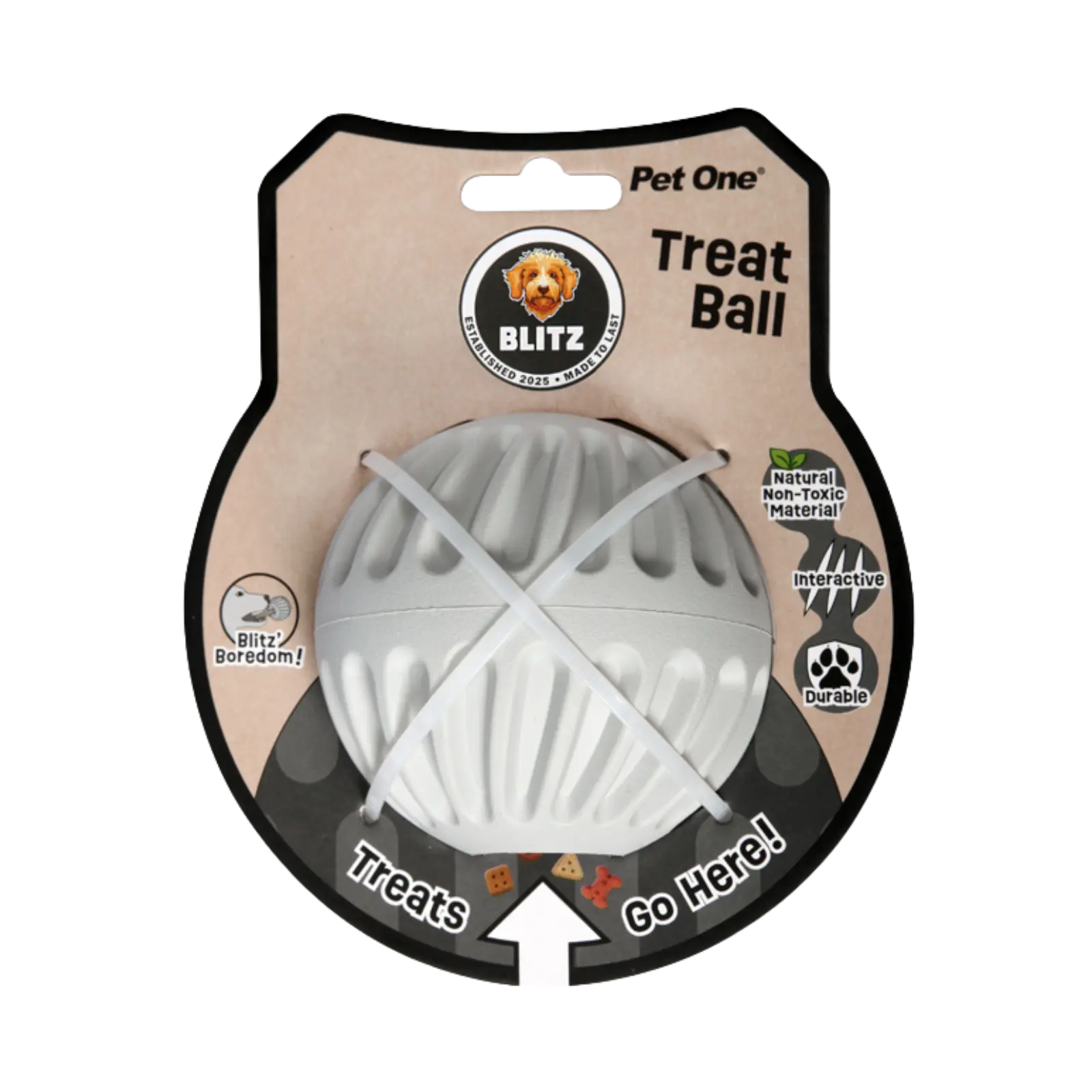 Blitz Rubber Treat Ball - Grey Blitz