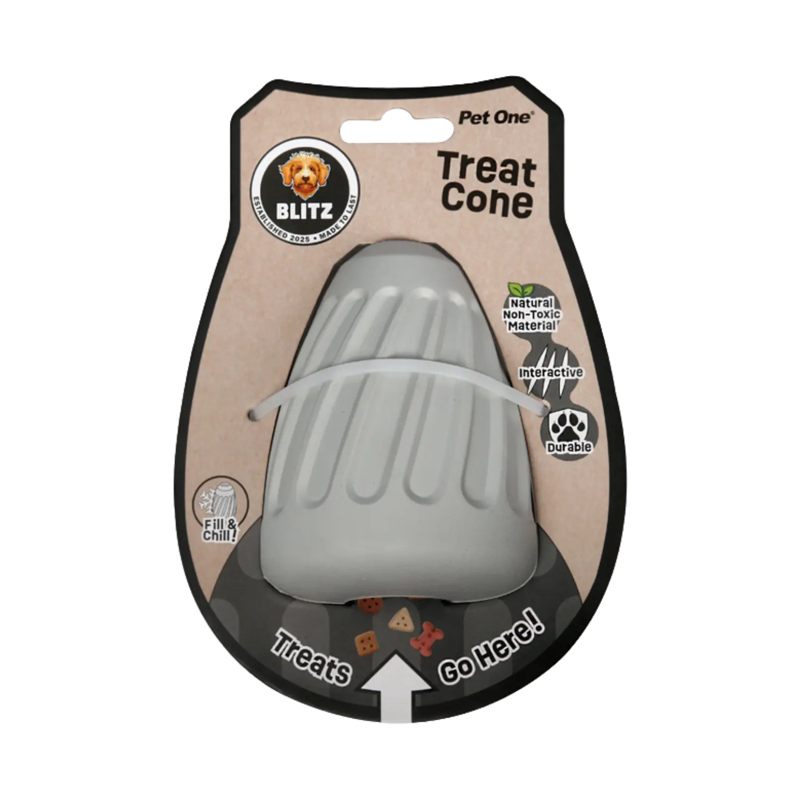 Blitz Rubber Treat Cone - Grey Blitz