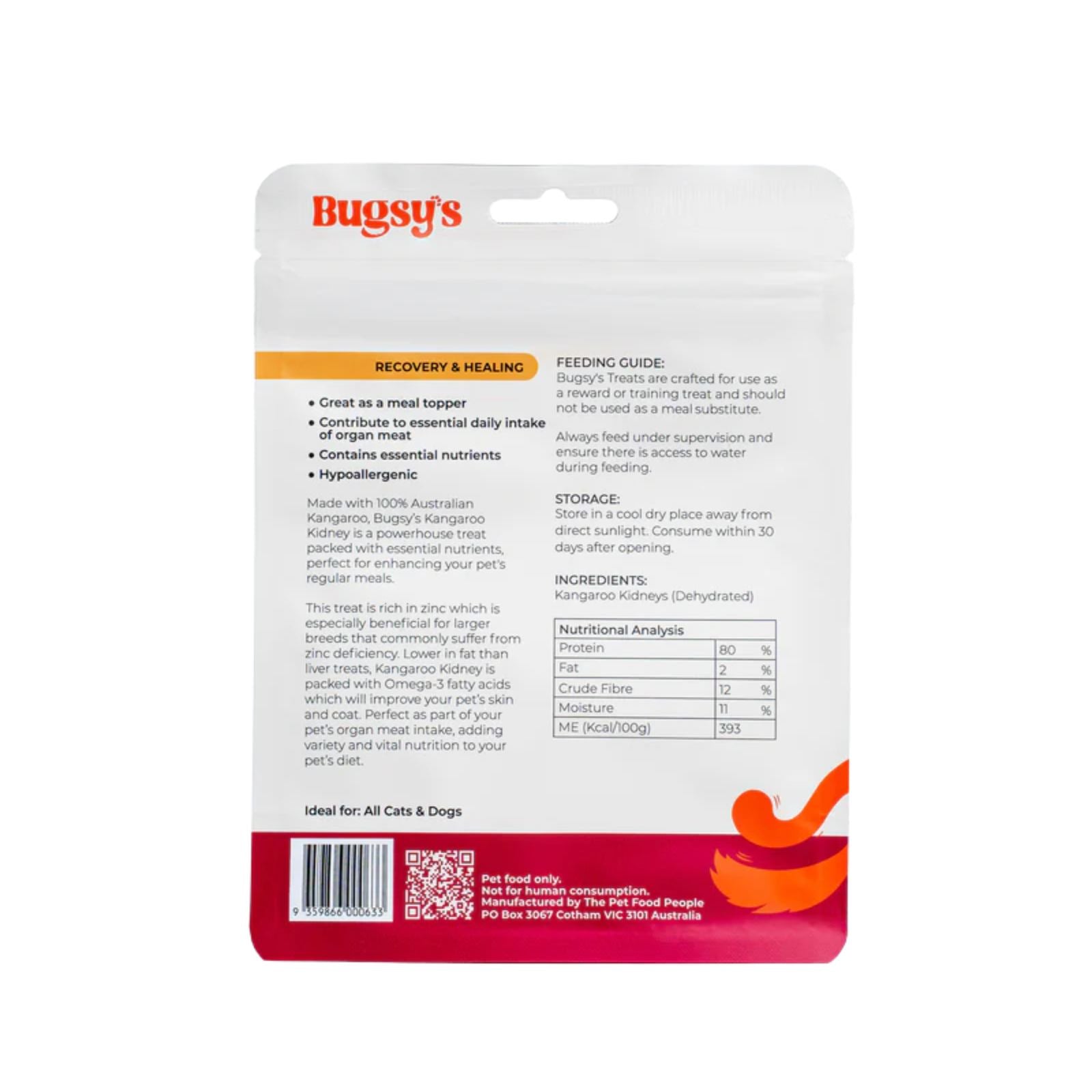 Bugsy's Kangaroo Kidney Dog & Cat Treat - 100g
