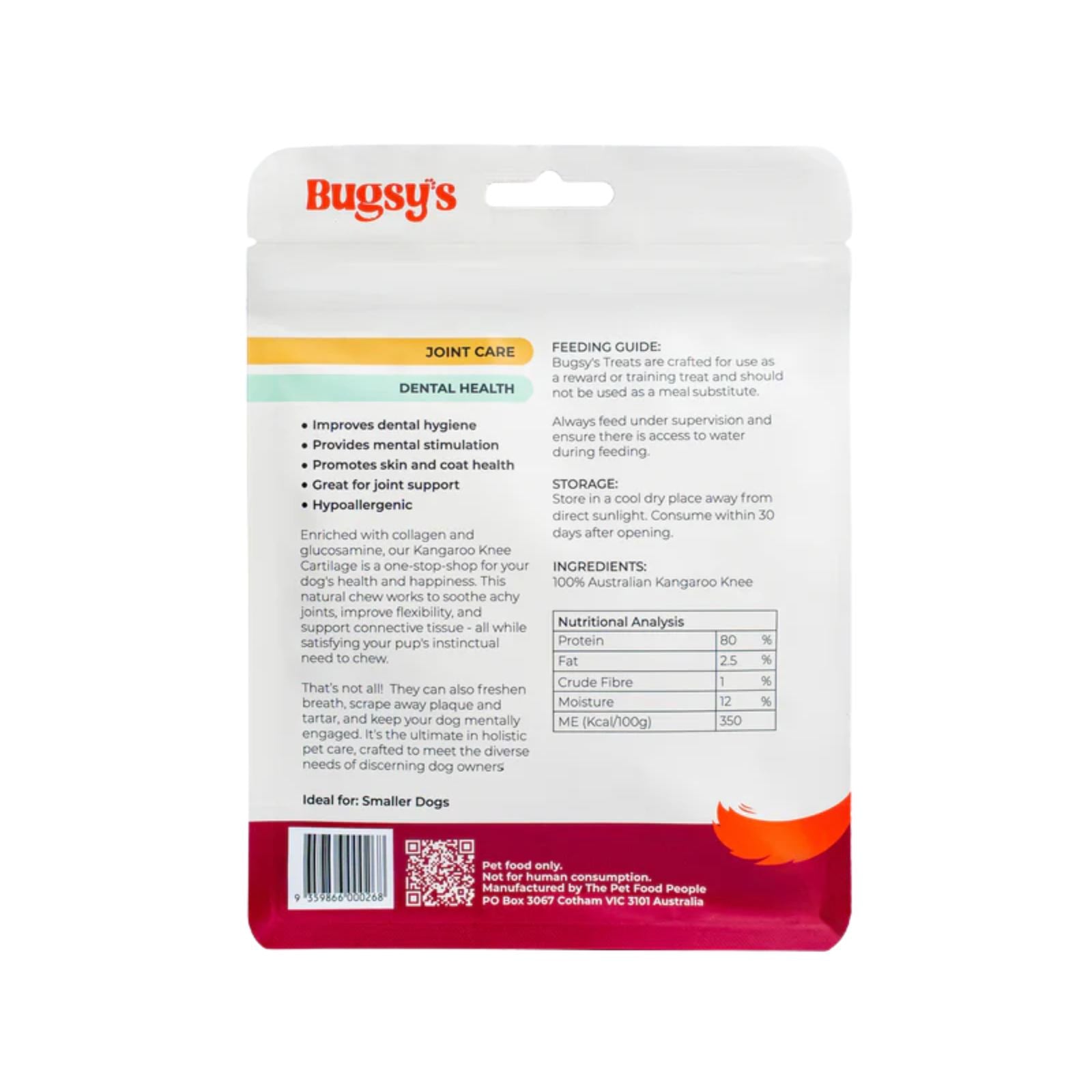 Bugsy's Kangaroo Knee Cartilage Dog Treat - 100g