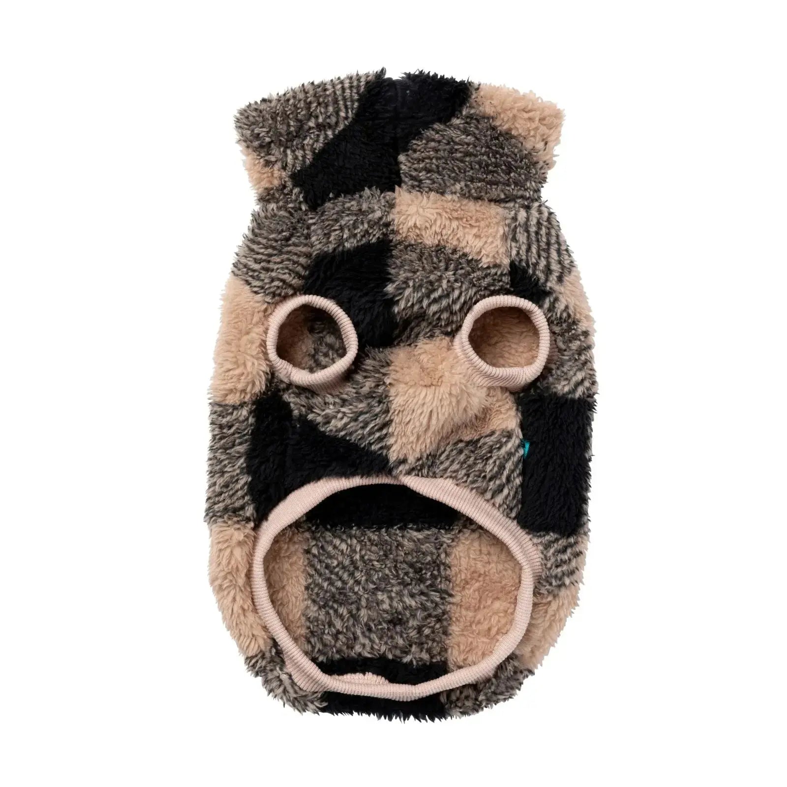 Fuzzyard Checkered Teddy Sweater Dog Coat - Black/Beige Fuzzyard