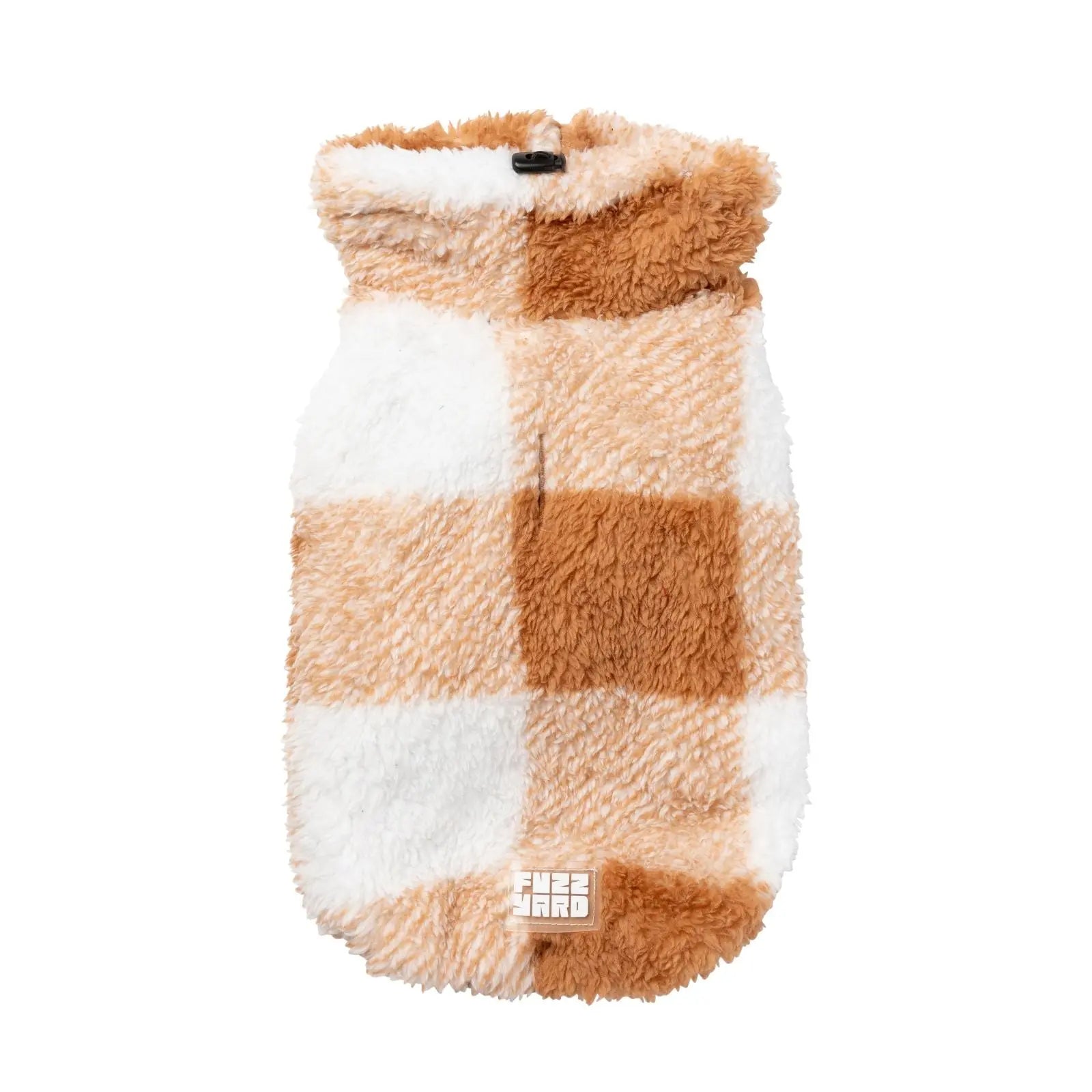 Fuzzyard Checkered Teddy Sweater Dog Coat - Tan Fuzzyard