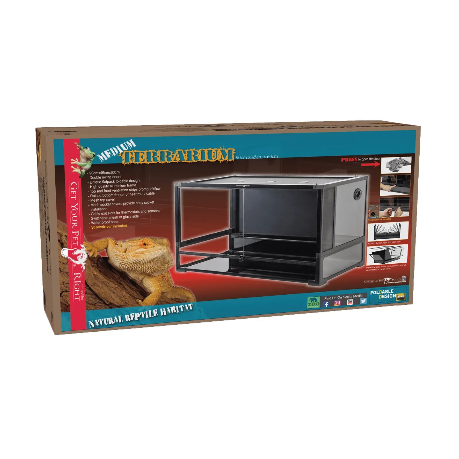 Get Your Pet Right Medium Terrarium 90x45x60cm - Kellyville Pets