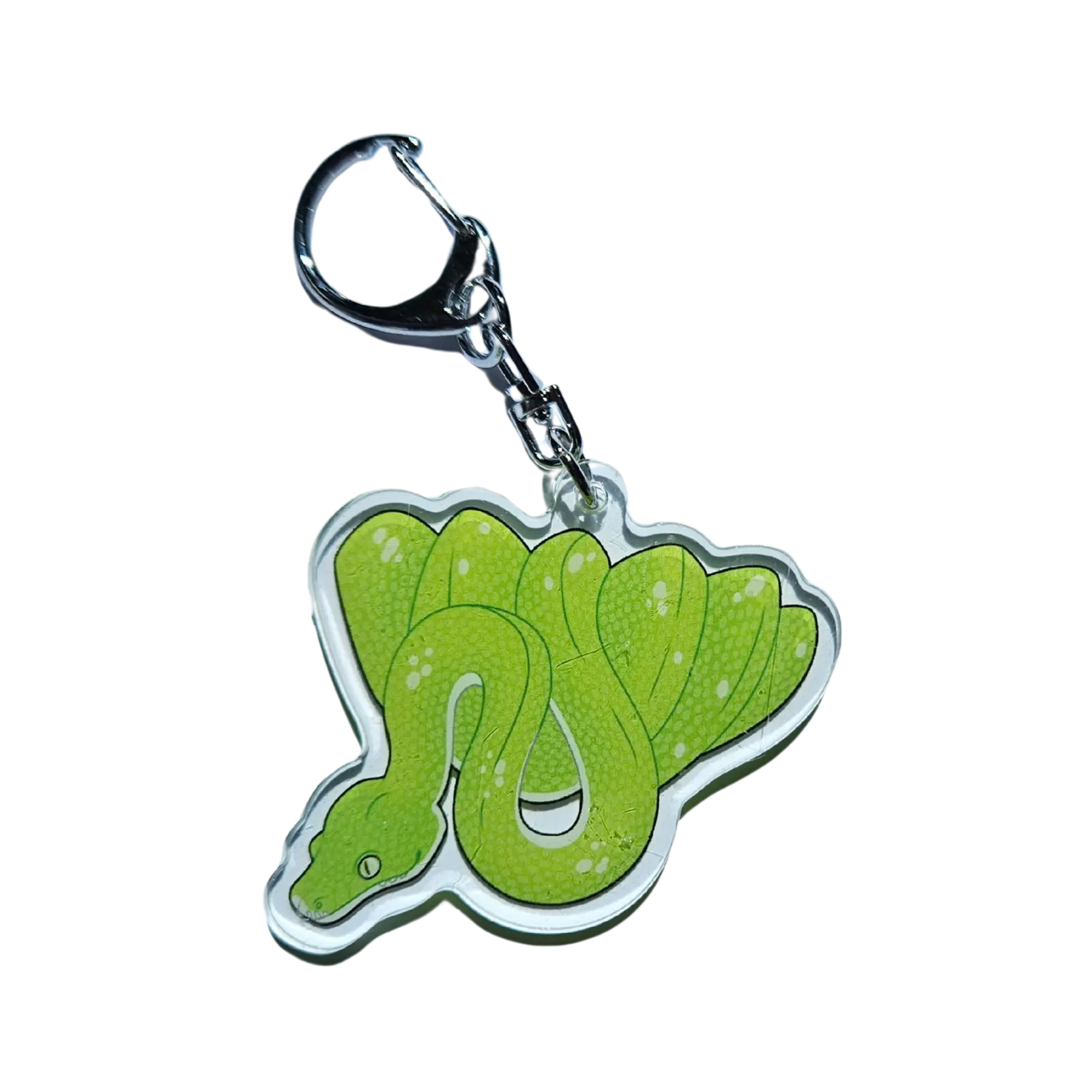 Green Tree Python Adult Acrylic Keychain Hecko Gecko