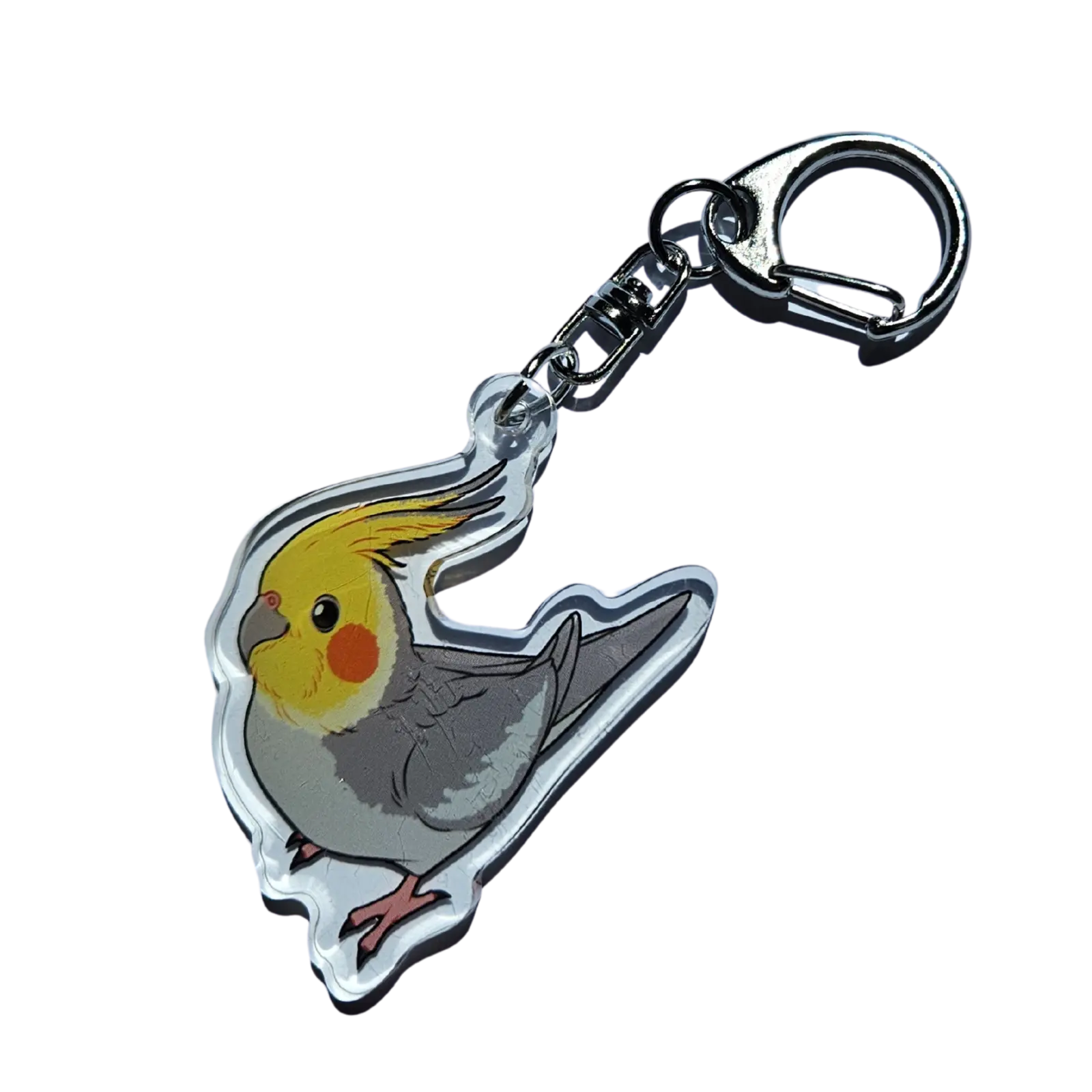 Grey Cockatiel Acrylic Keychain Hecko Gecko