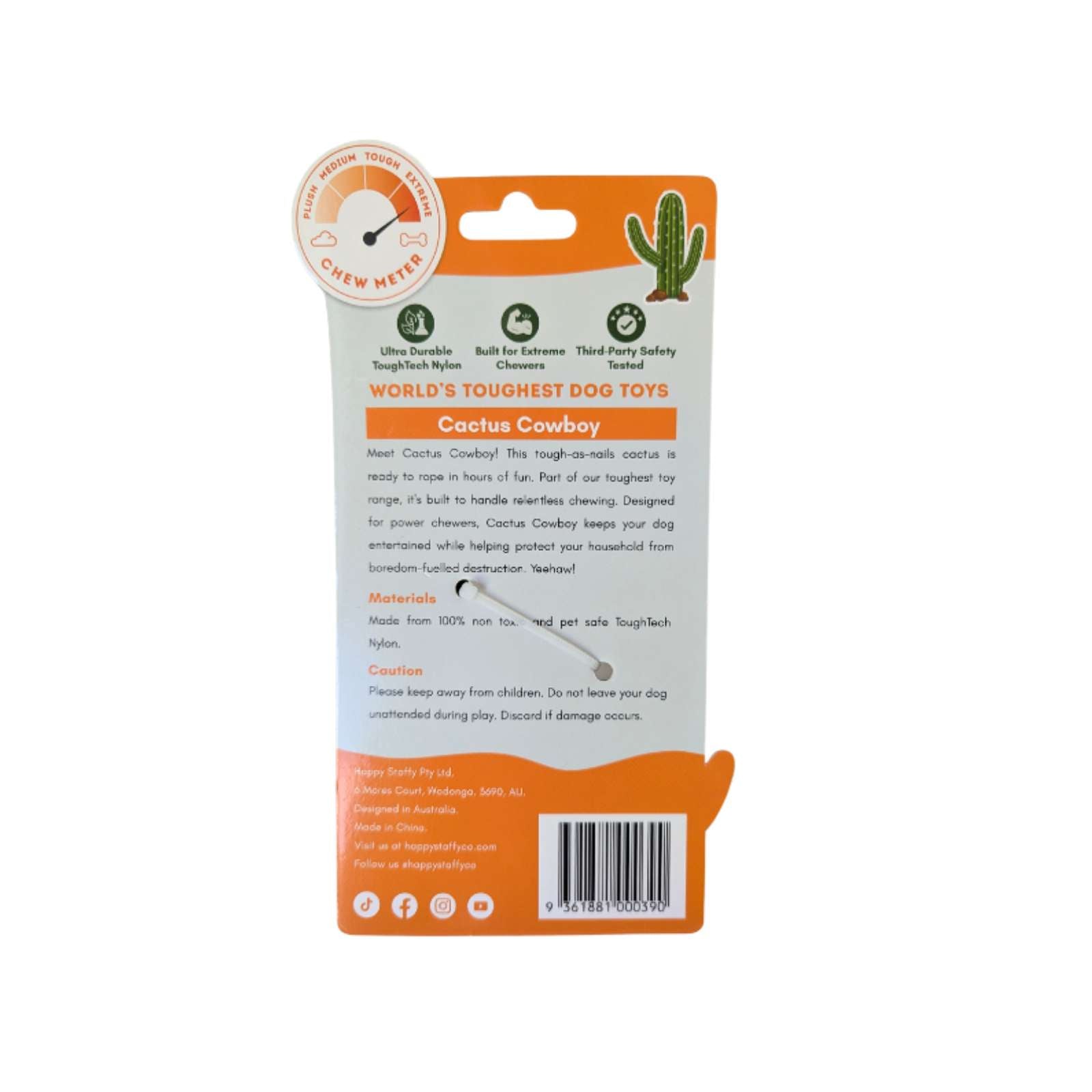 Happy Staffy Co. Cactus Cowboy Tough Dog Toy
