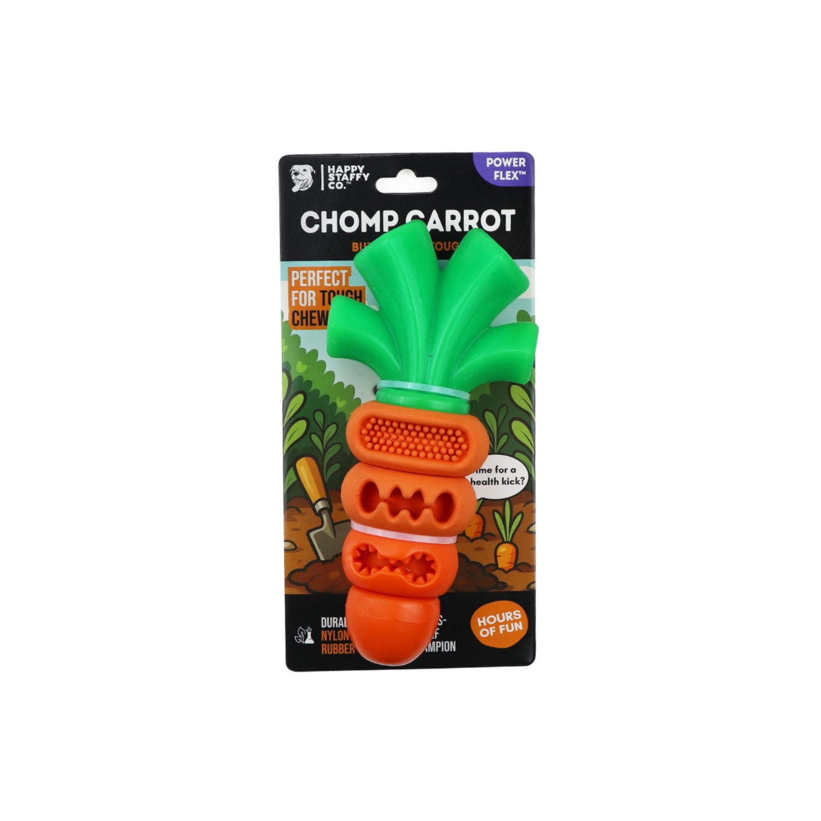 Happy Staffy Co. Chomp Carrot Tough Dog Toy