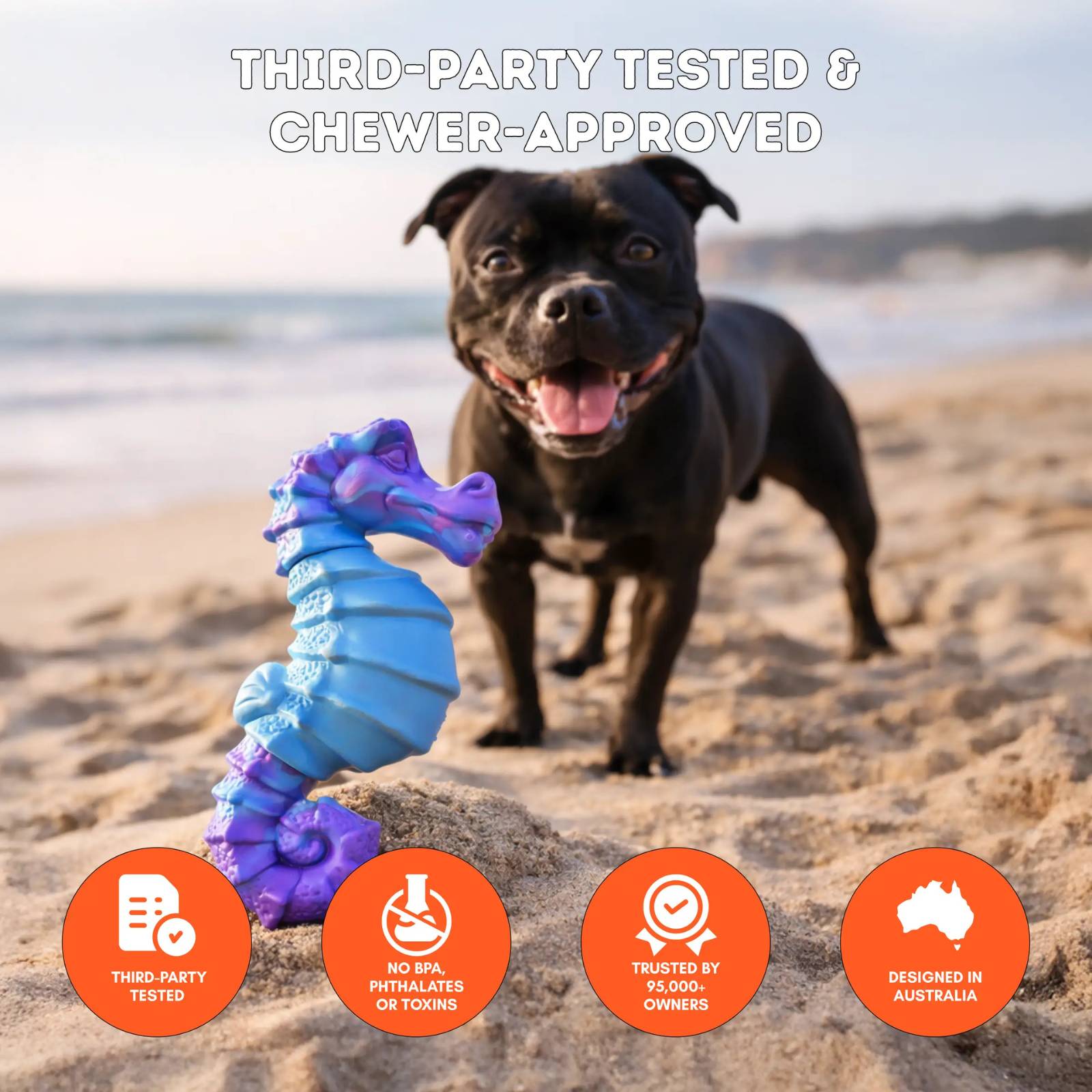 Happy Staffy Co. Seahorse Splash Tough Dog Toy