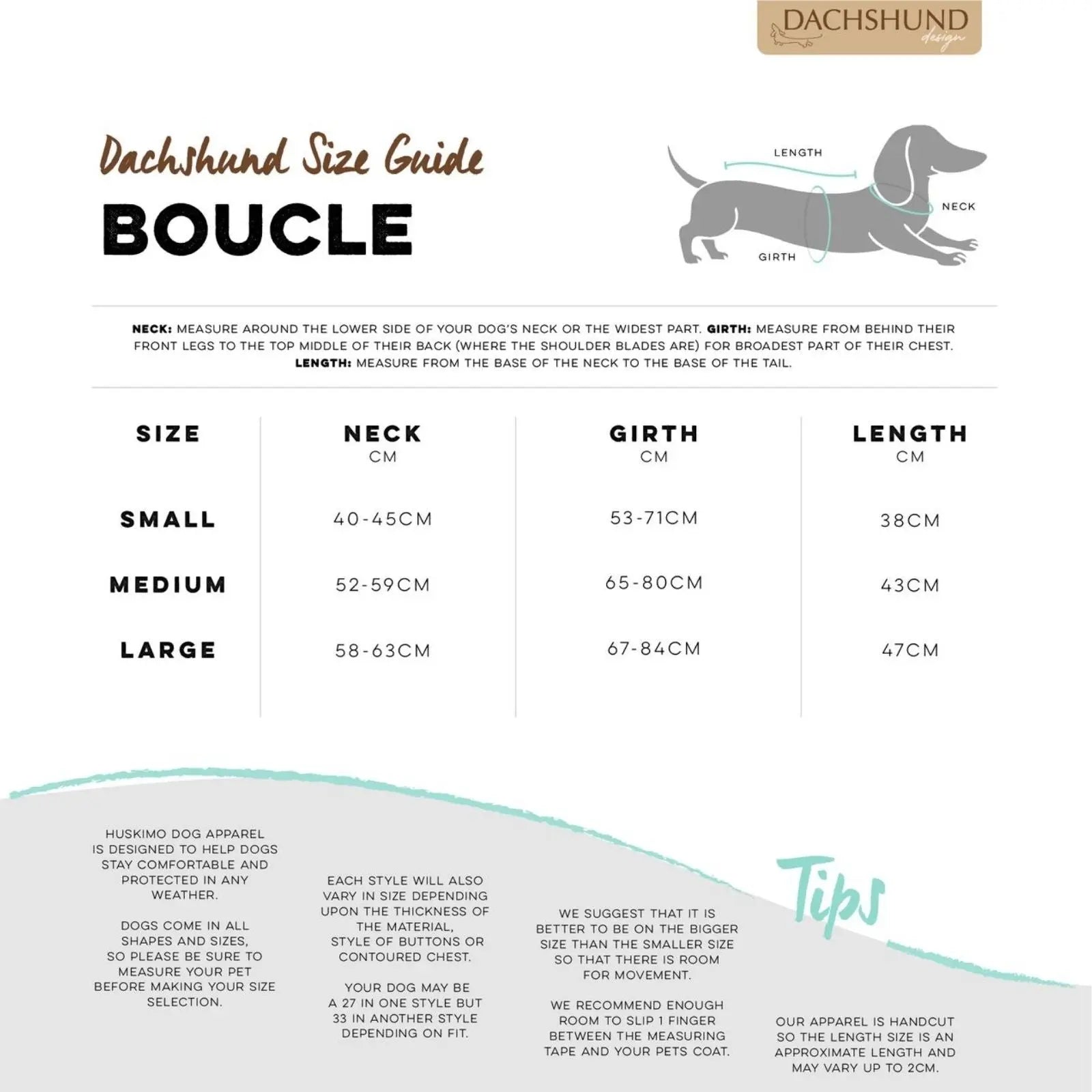 Huskimo Boucle – Oatmeal Warm Winter Dog Jacket (Dachshund Fit) Huskimo