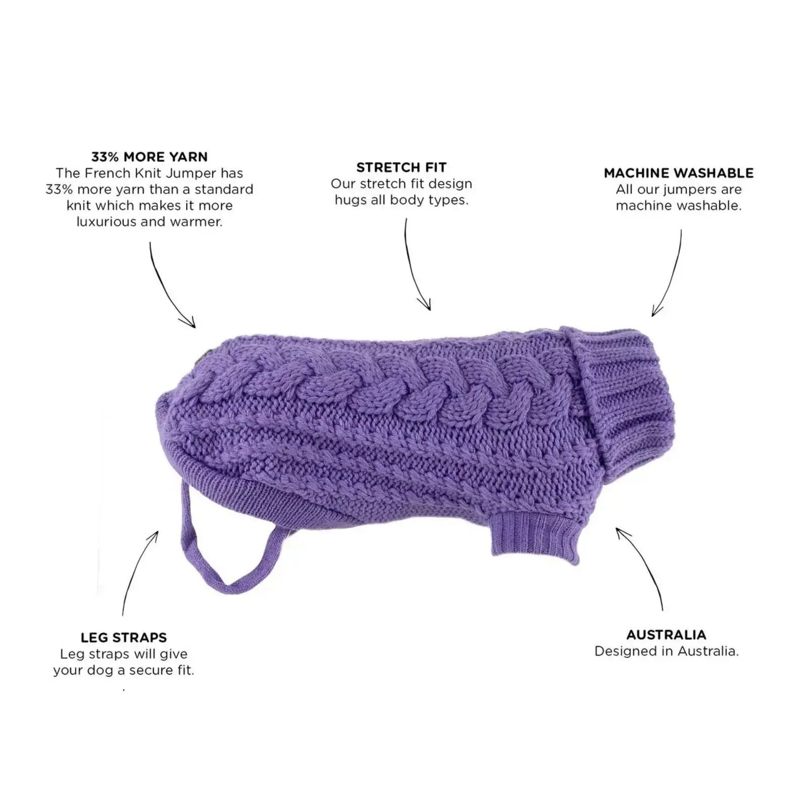 Huskimo French Knit – Lavender Soft Stretch Dog Jumper Huskimo