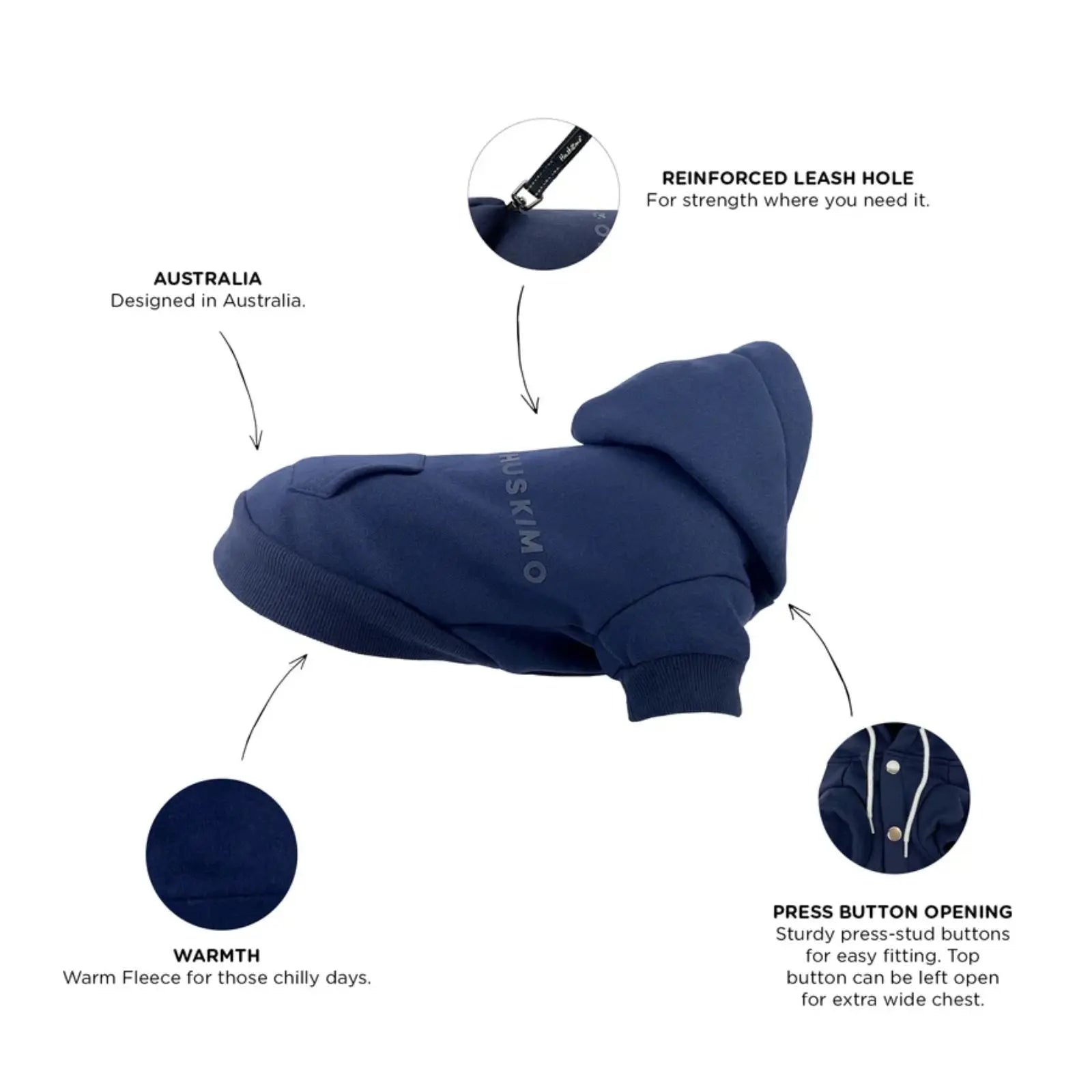 Huskimo Mt Baw Baw ā Ink Blue Cozy Fleece Dog Hoodie Huskimo