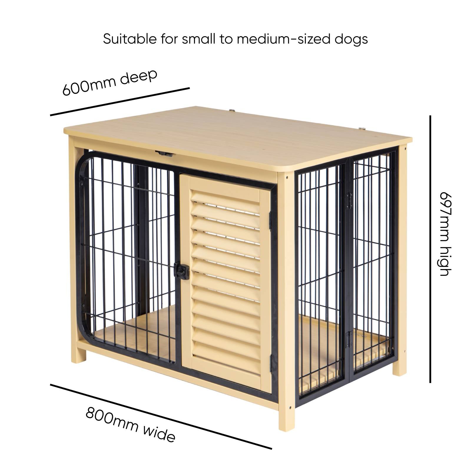 KPets Indoor Furniture Foldable Dog Crate - Black