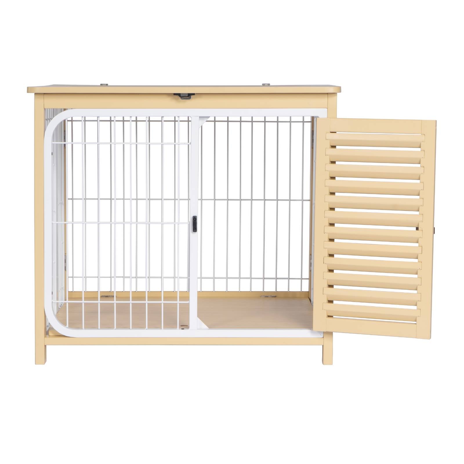 KPets Indoor Furniture Foldable Dog Crate - White