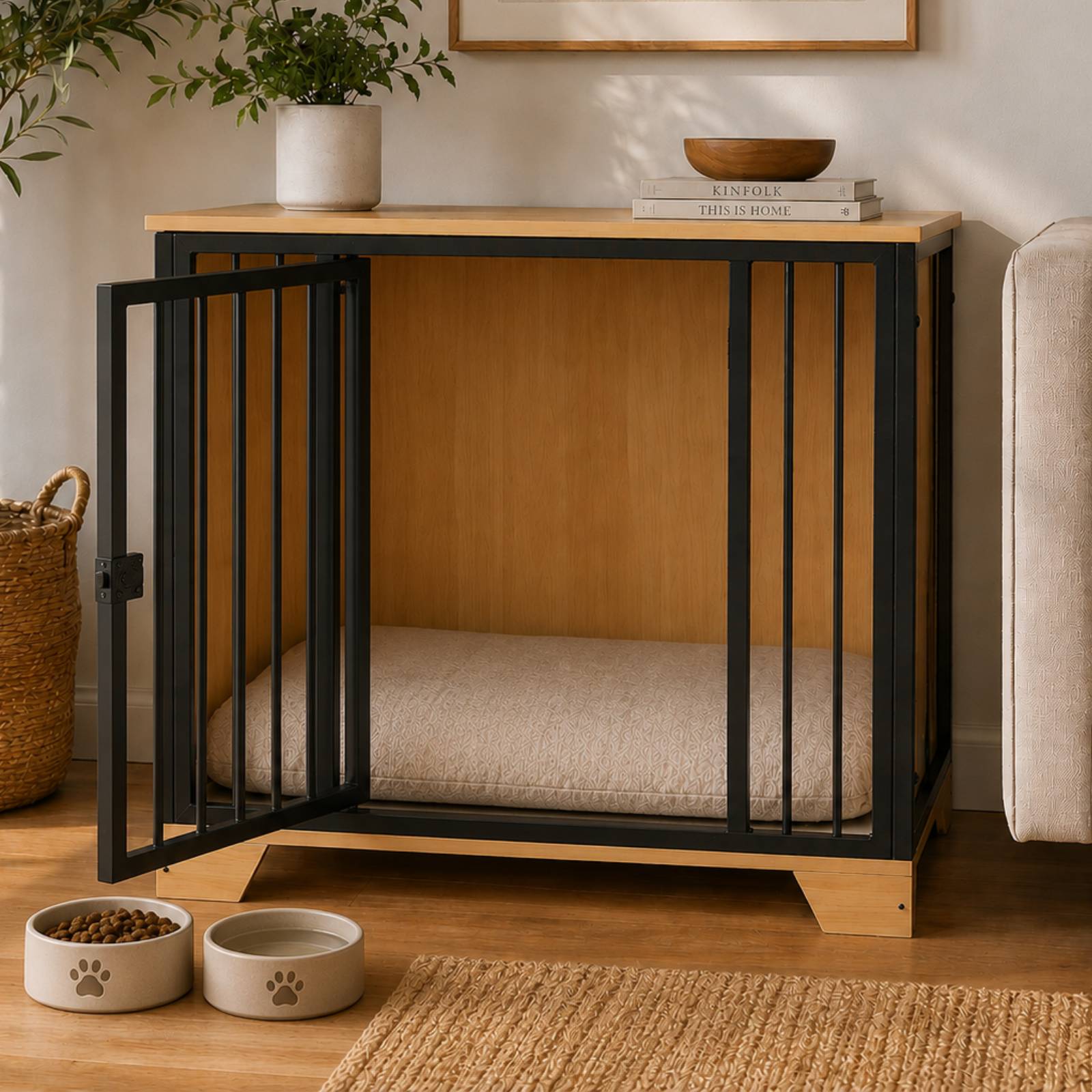 KPets Indoor Premium Furniture Dog Crate - Black