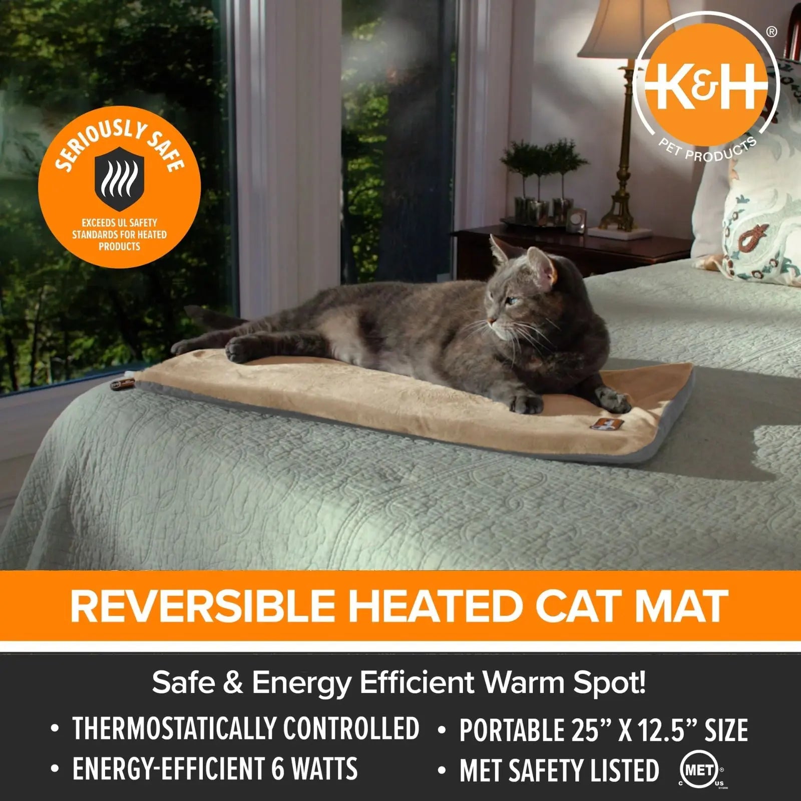 K & H Thermo Kitty Heated Pet Mat - Sage - 63 x 32cm 6w K & H