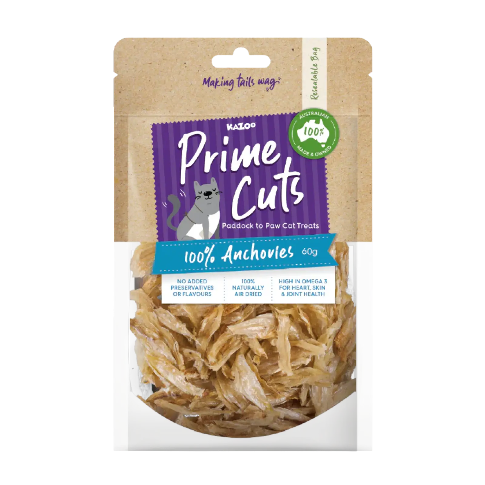 Kazoo Prime Cuts Anchovies 60g For Cats Prime Cuts