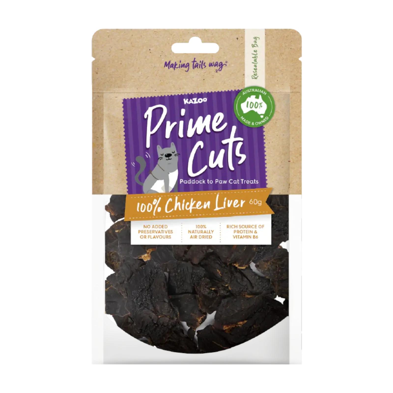 Kazoo Prime Cuts Chicken Liver 60g For Cats Prime Cuts